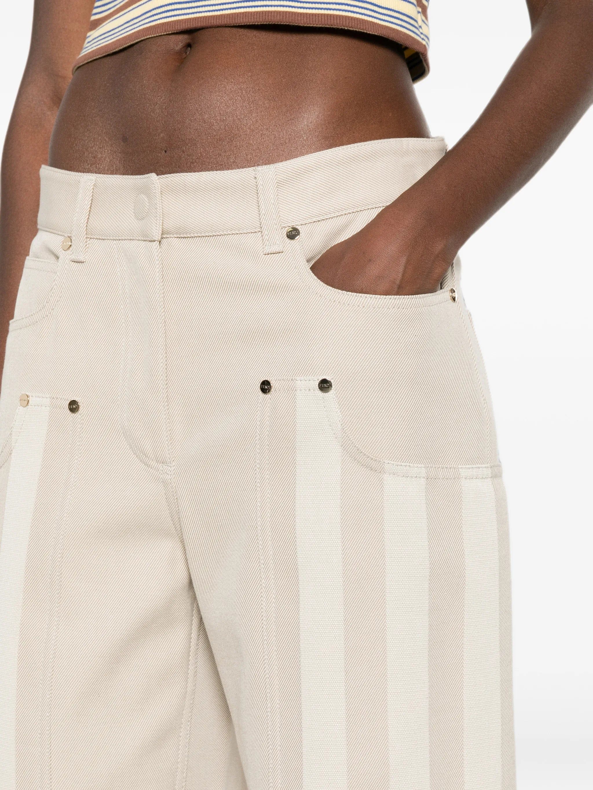 Fendi belt - loop wide - leg jeans