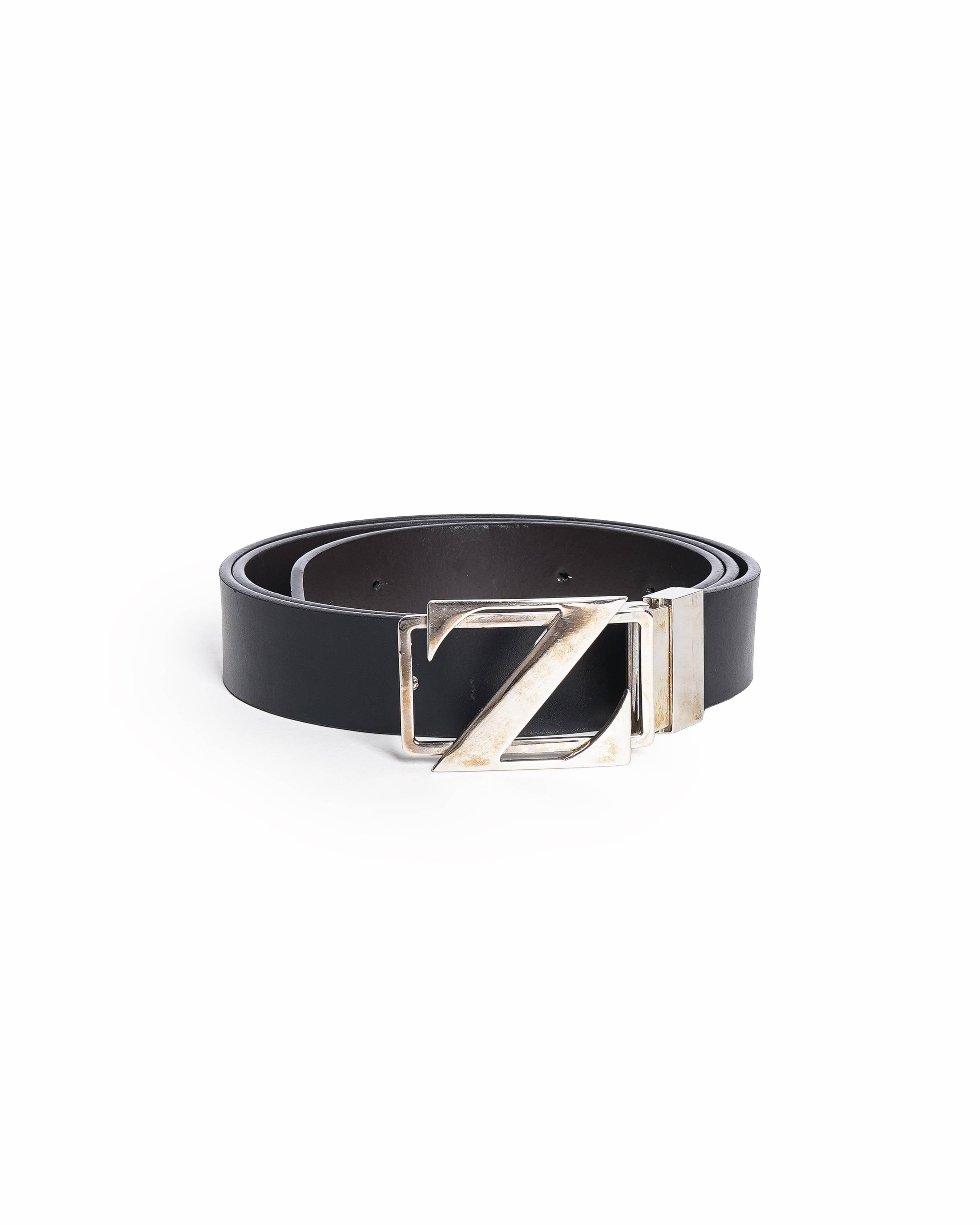 Zegna Reversible Black & Brown Leather Z - Buckle Belt