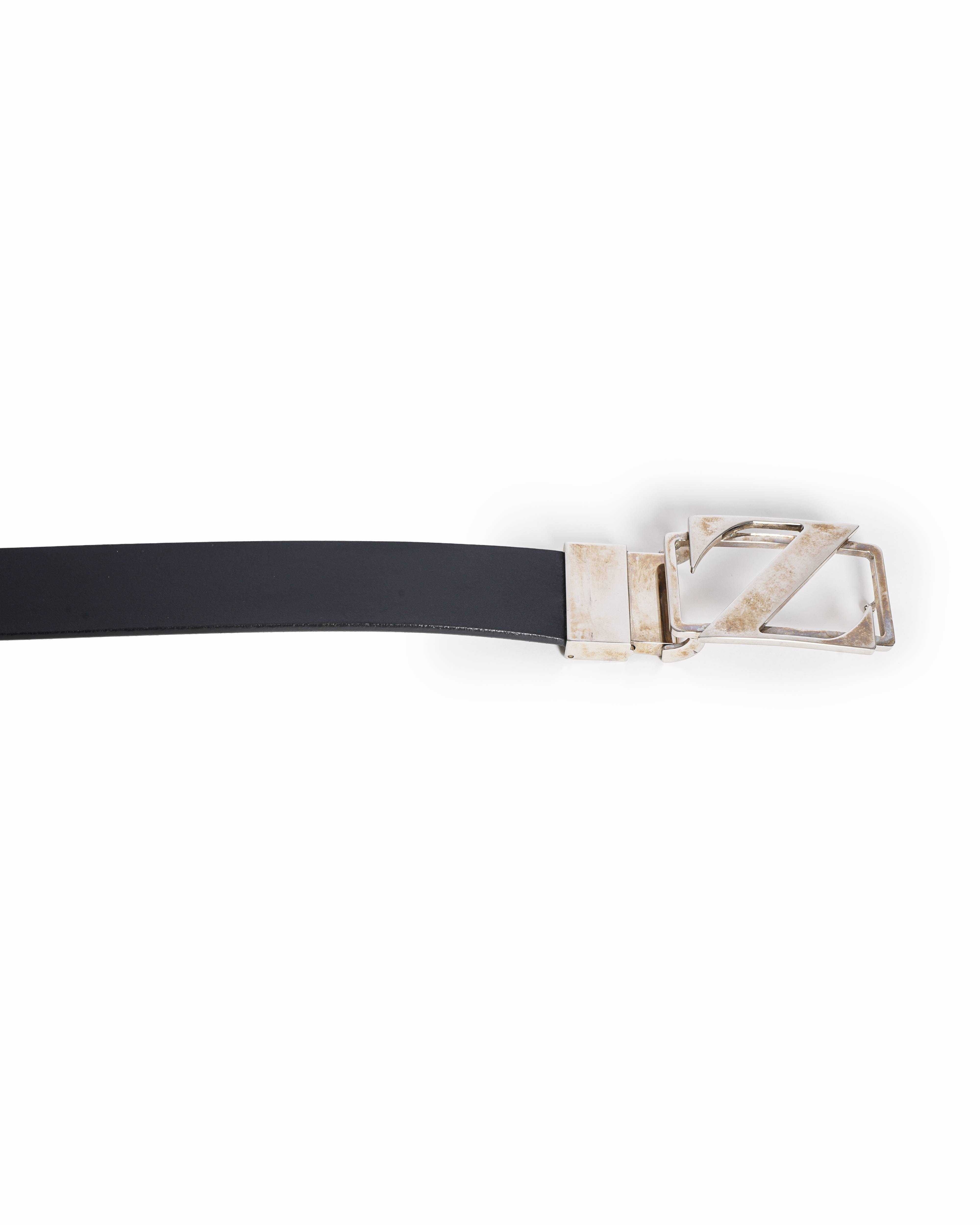 Zegna Reversible Black & Brown Leather Z - Buckle Belt