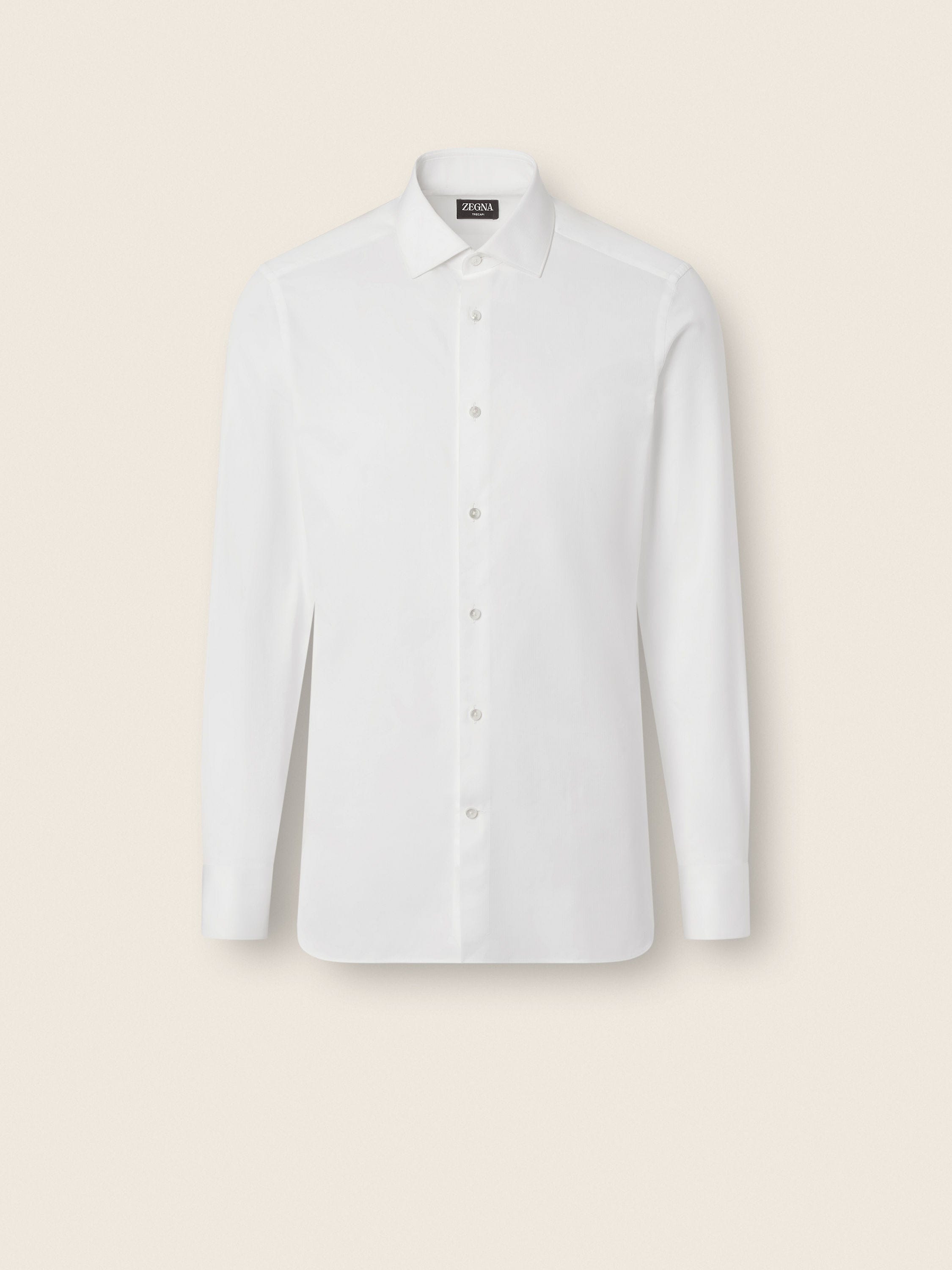 Zegna Optical White Structured Micro - Striped Trecapi Cotton Shirt