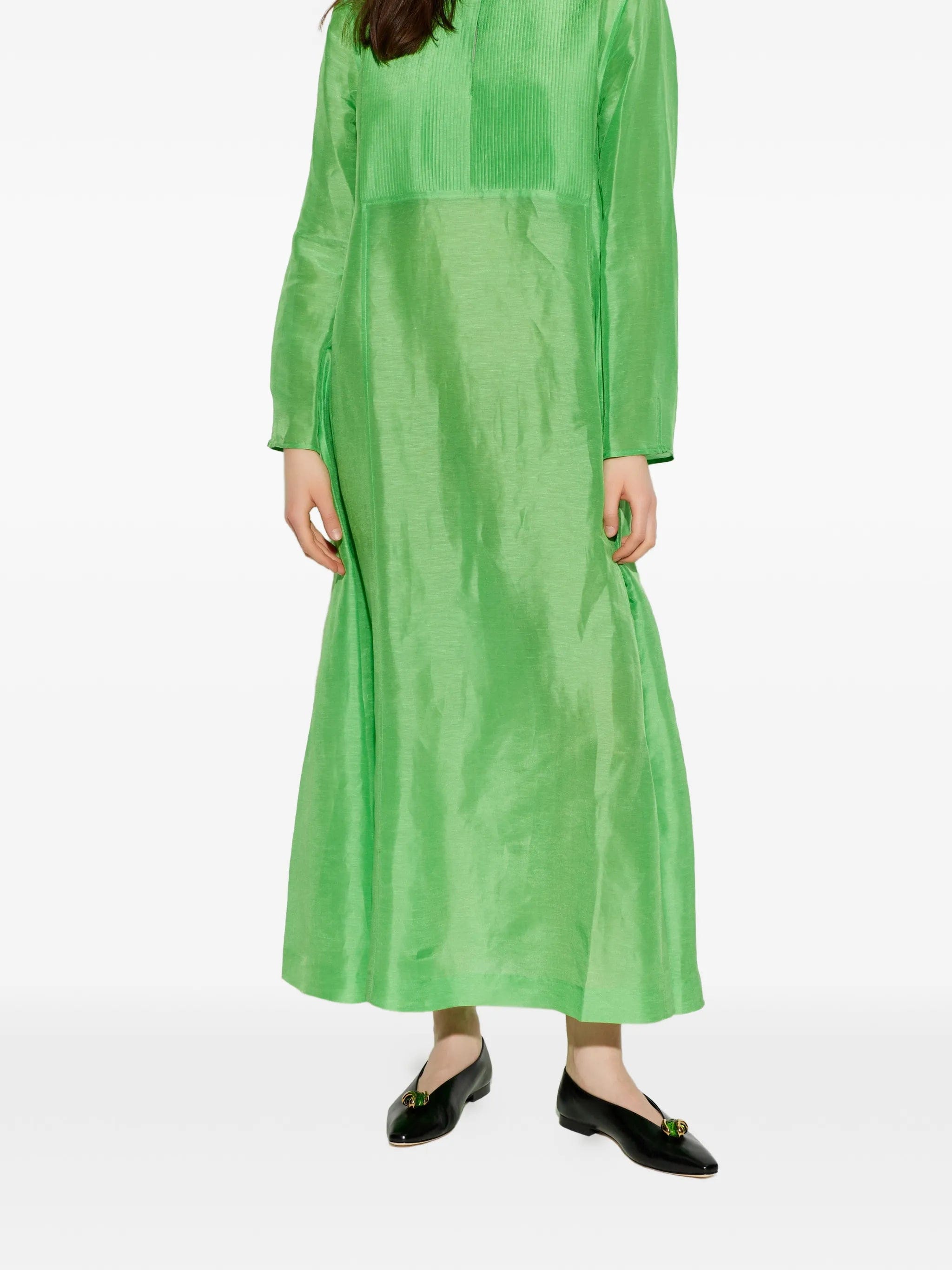 Tory Burch pleated - bib long - sleeve maxi dress