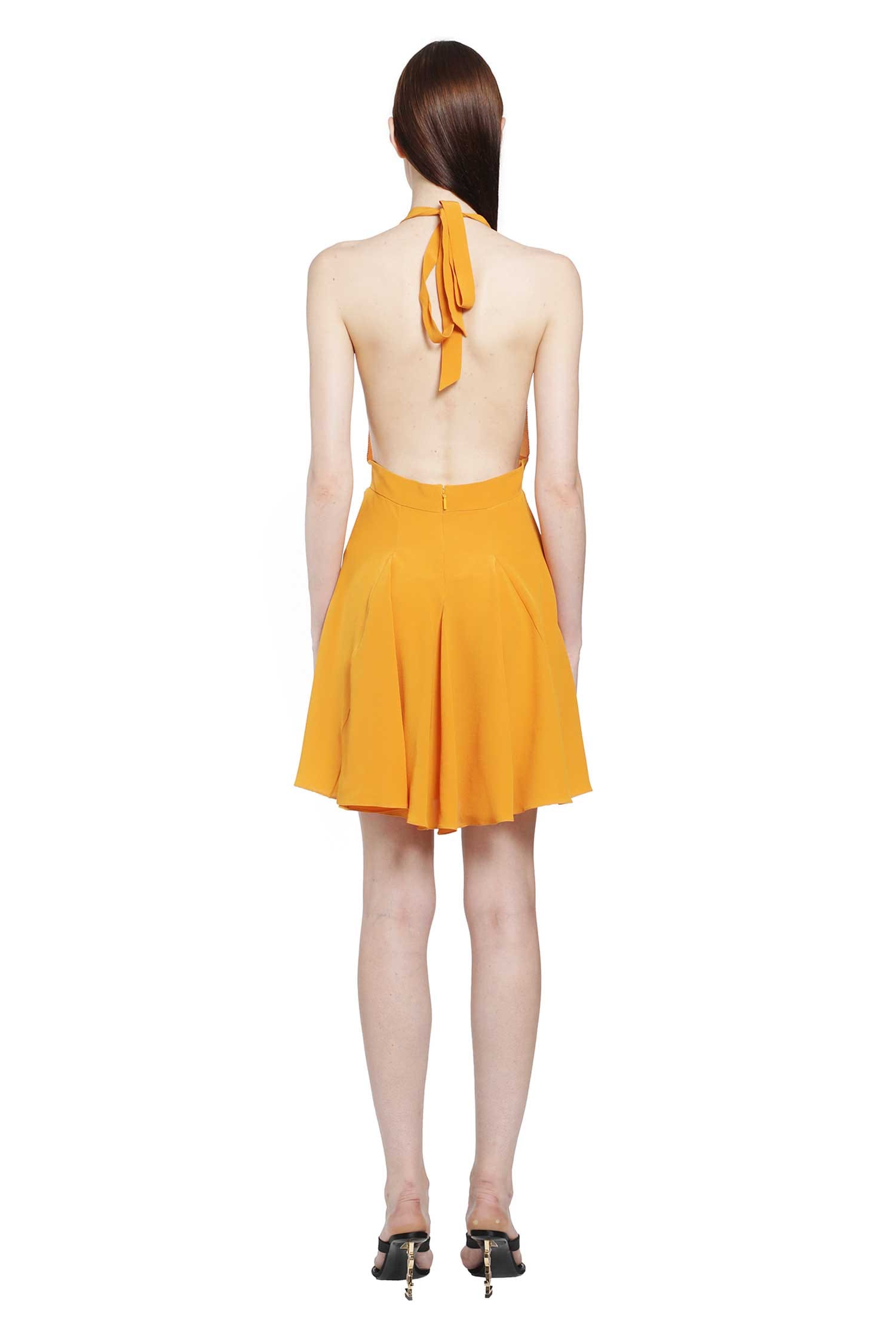 Saint Laurent Silk Crepe De Chine Halter Dress