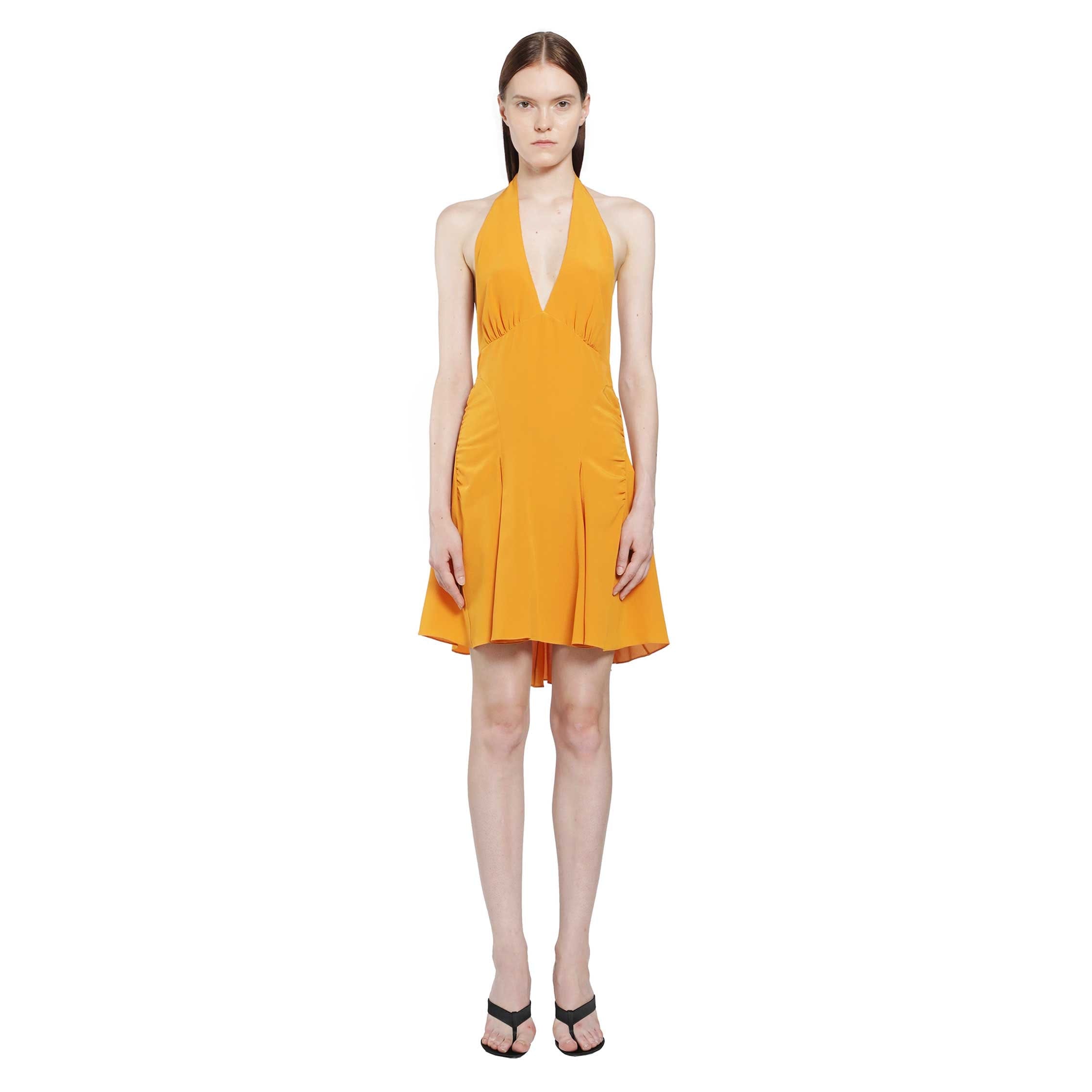 Saint Laurent Silk Crepe De Chine Halter Dress