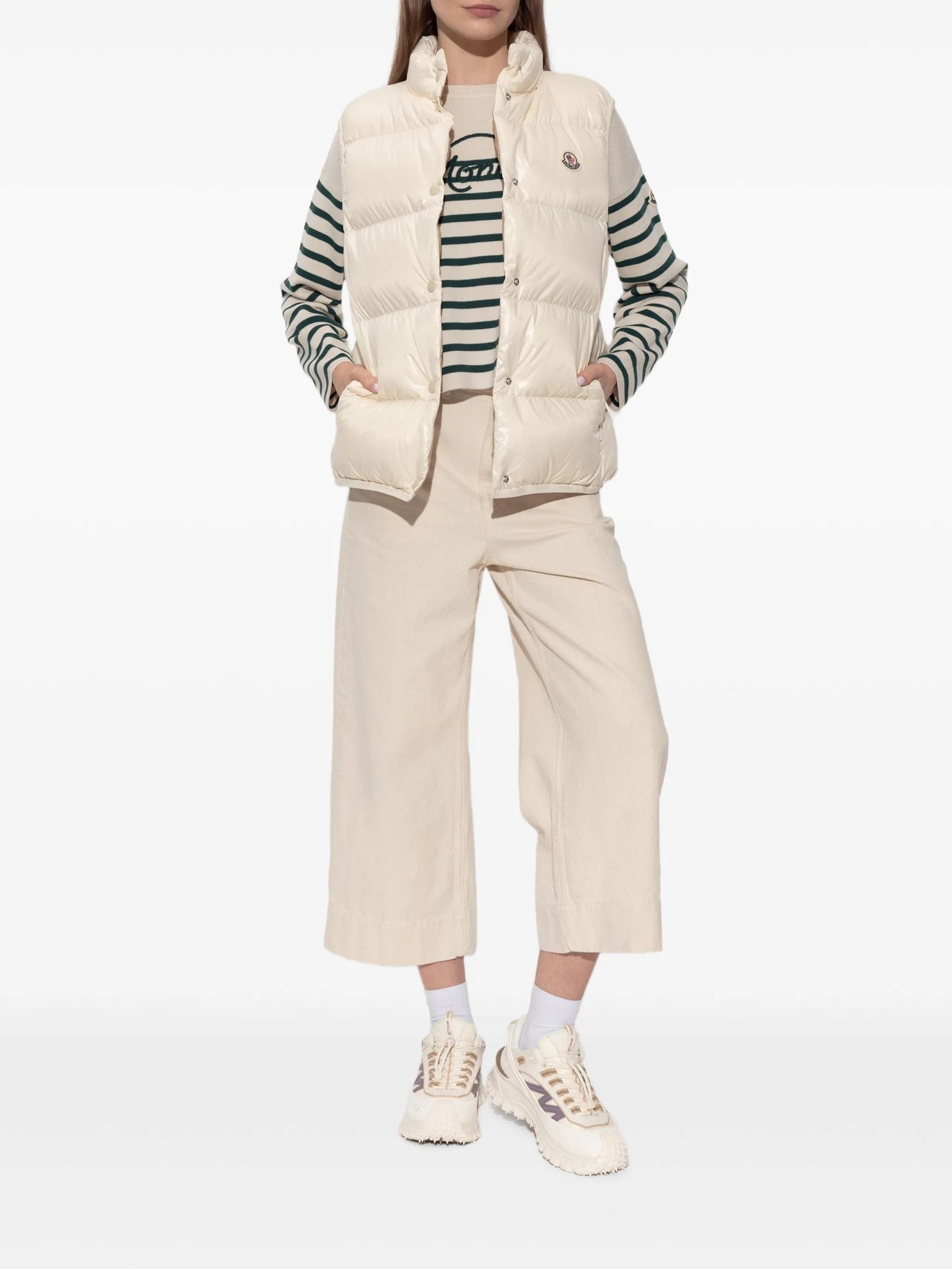 Moncler logo - embroidered striped sweater