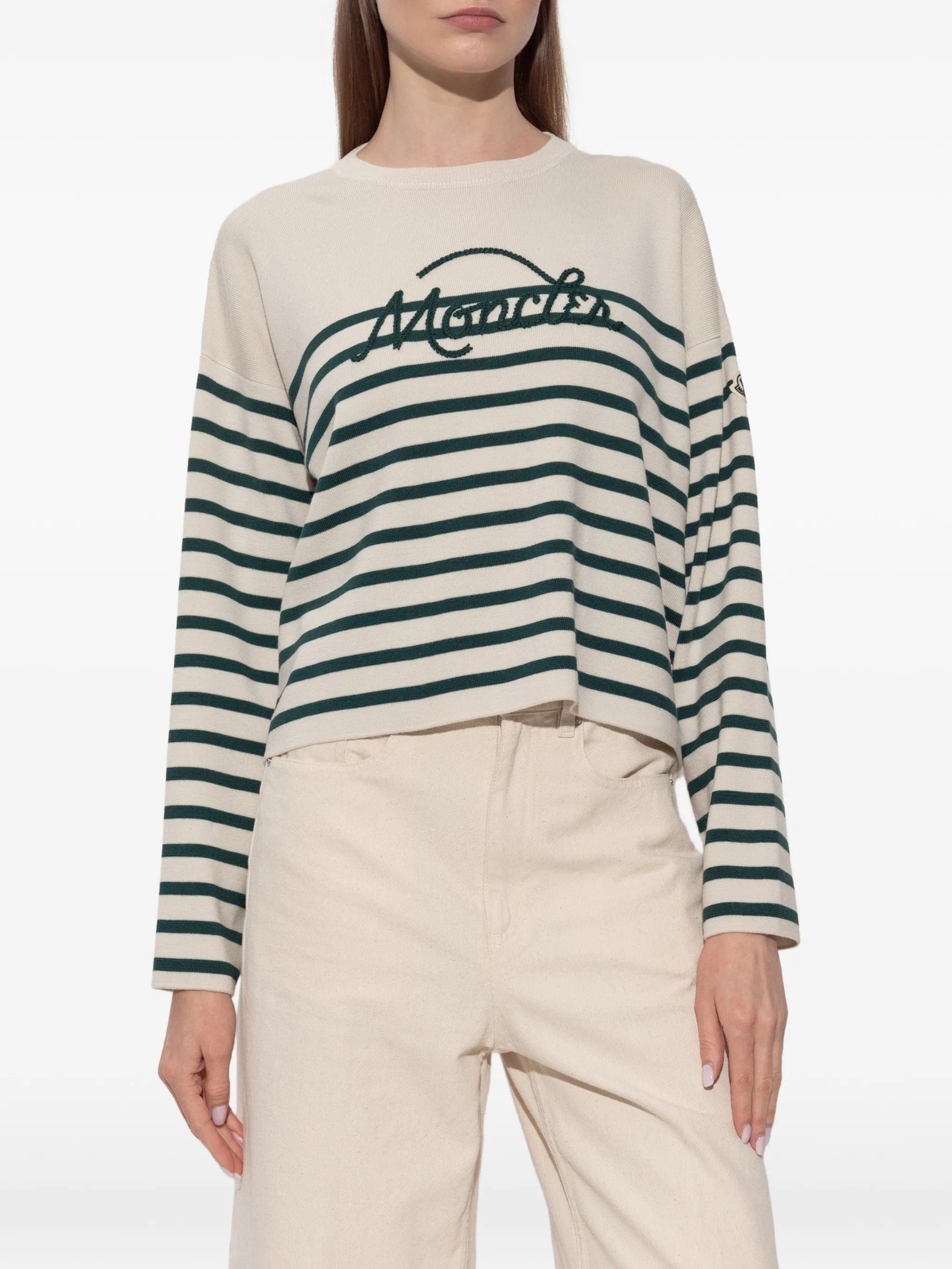 Moncler logo - embroidered striped sweater