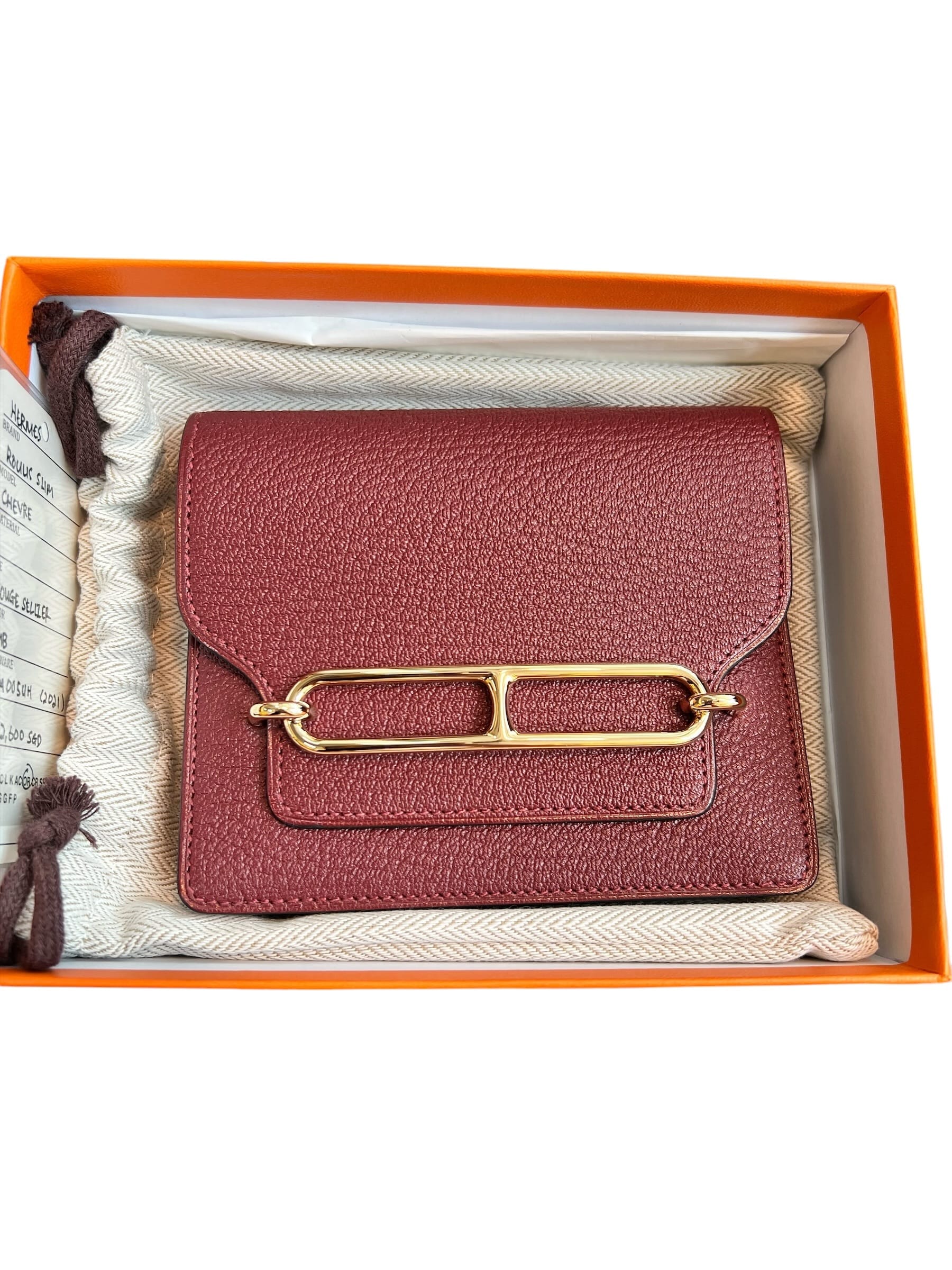 Hermes Roulis Slim Rouge Sellier Chevre PBHW #Z SSLG1010