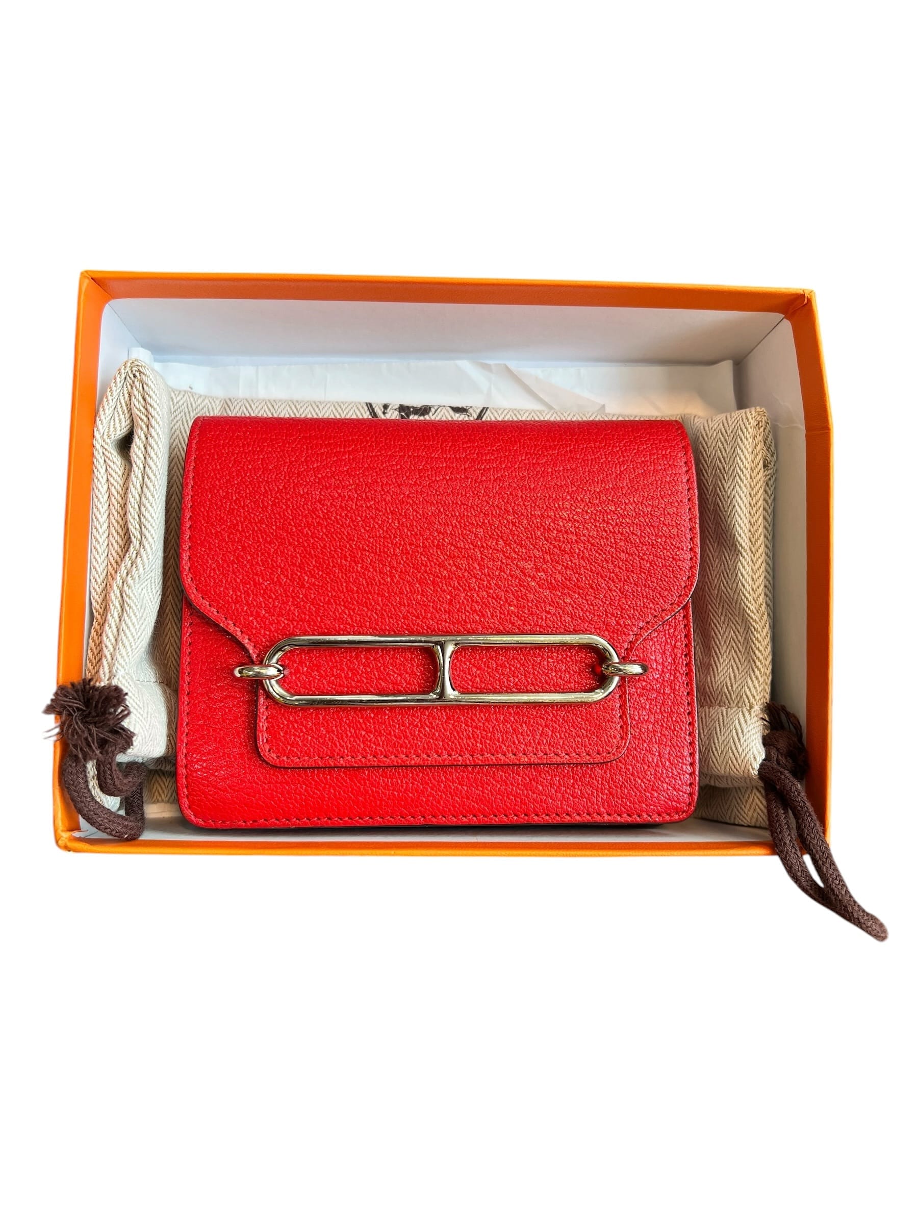 Hermes Roulis Slim Rouge De Couer Chevre PHW #Z SSLG1001