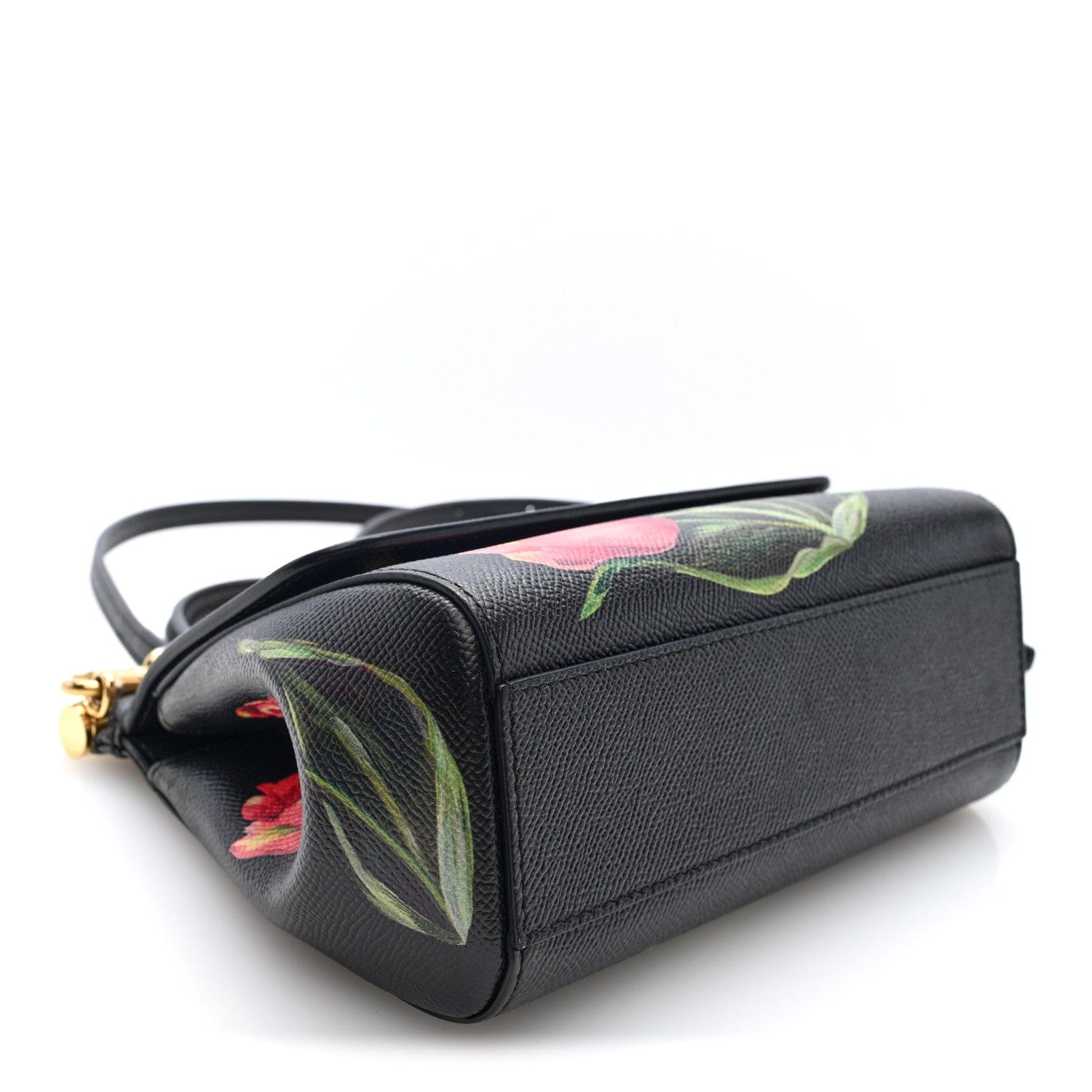 Dolce & Gabbana Dauphine Tulip Print Small Miss Sicily Satchel Black