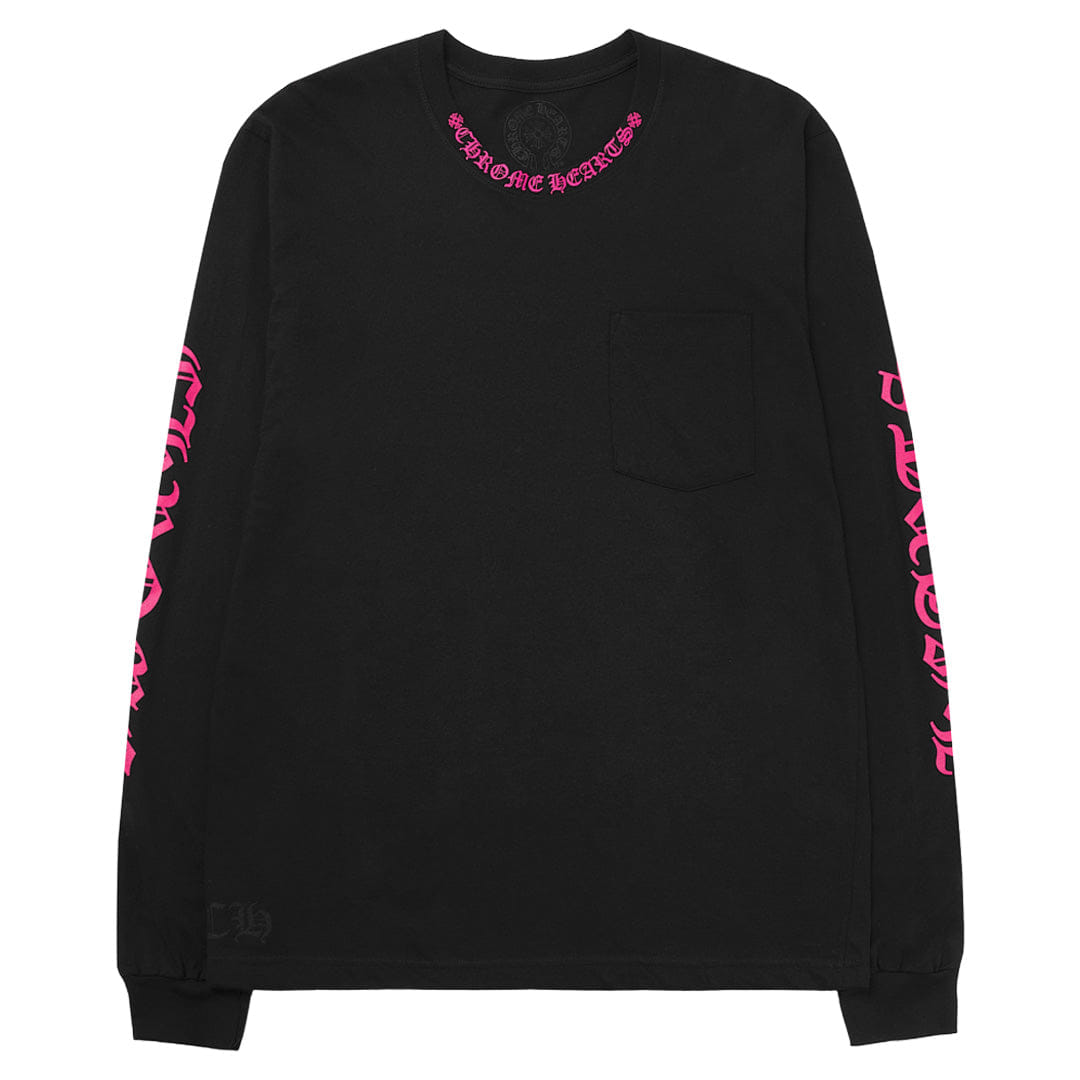 Chrome Hearts Neck Logo Long Sleeve T - Shirt Black Pink