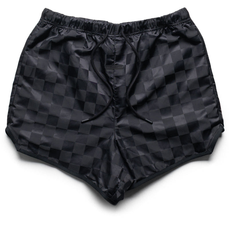 Fear Of God Essentials Nylon Checkered Gym Shorts - Vintage Black
