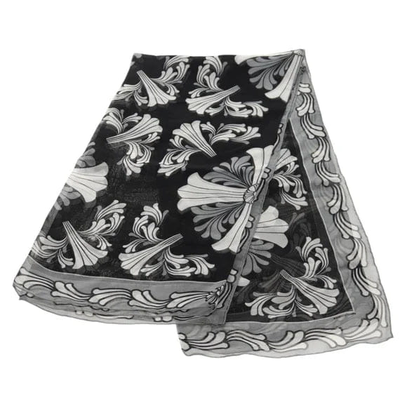 Chrome Hearts Framed Silk Scarf Silk Black Auth 140405M 140405M