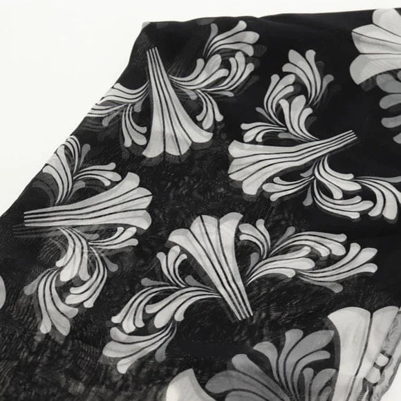 Chrome Hearts Framed Silk Scarf Silk Black Auth 140405M 140405M