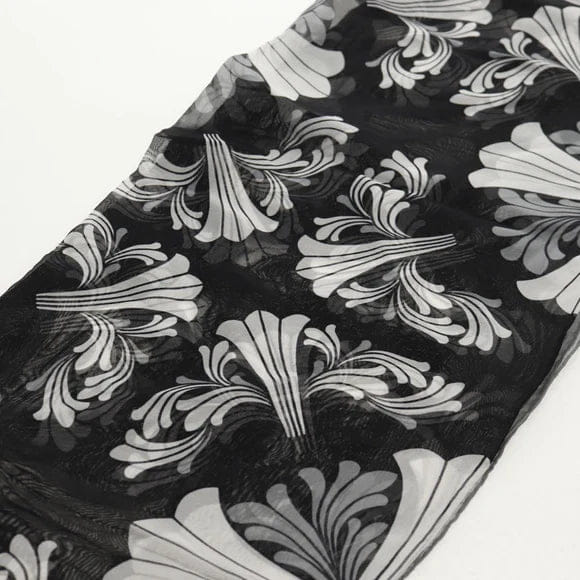 Chrome Hearts Framed Silk Scarf Silk Black Auth 140405M 140405M