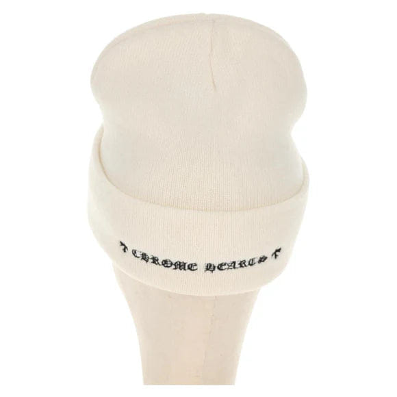 Chrome Hearts CH Plus Stitch Acrylic Beanie Cap Acrylic White Auth 140399M 140399M