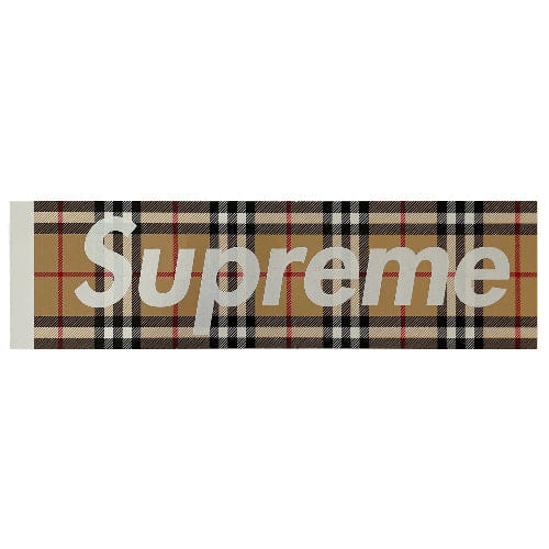 Supreme New York Burberry Box Logo Sticker Beige
