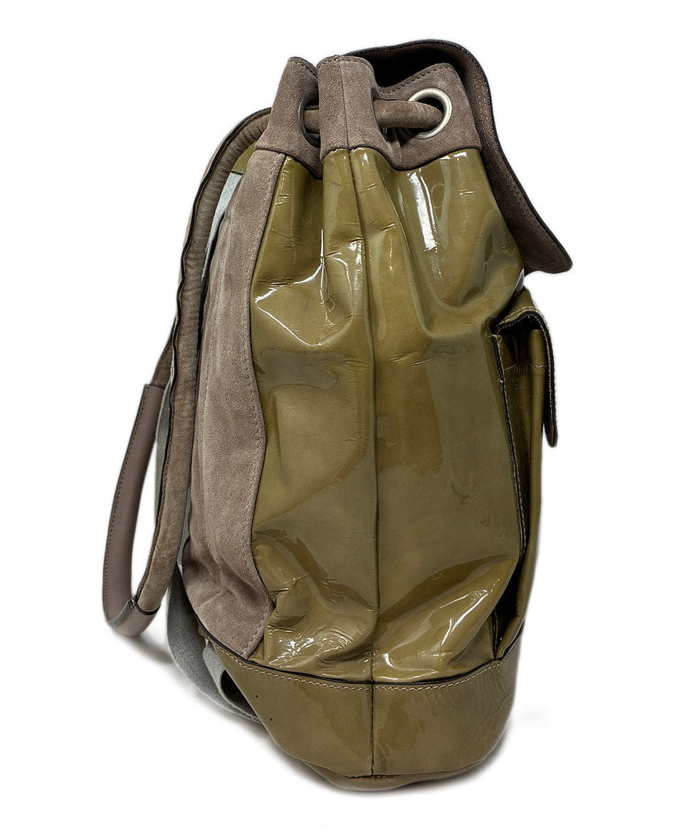 Brunello Cucinelli Olive Leather Convertible Backpack