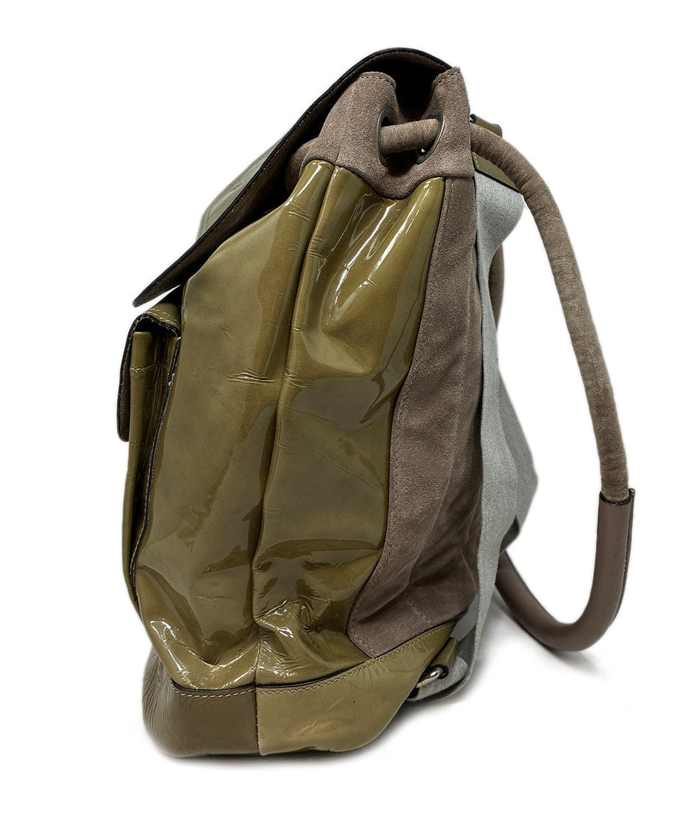 Brunello Cucinelli Olive Leather Convertible Backpack