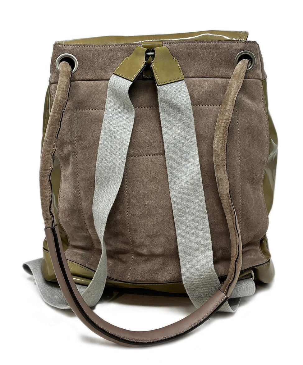 Brunello Cucinelli Olive Leather Convertible Backpack