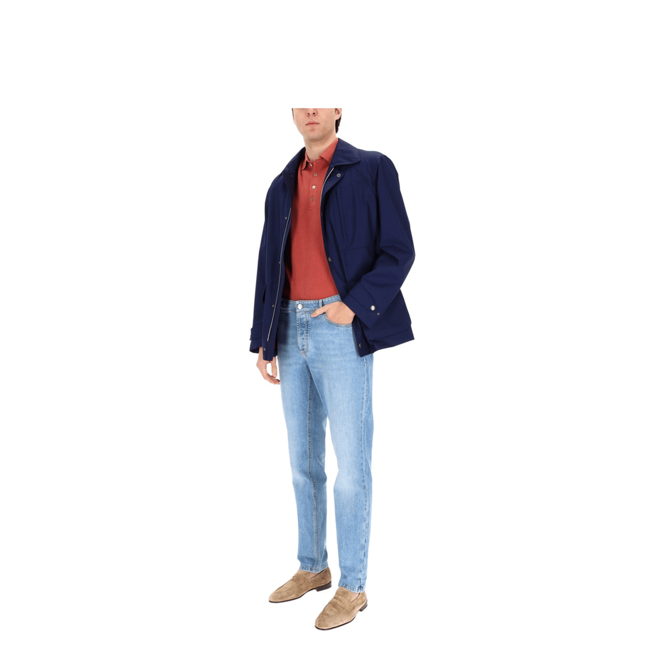 Brunello Cucinelli Men's Crinkle Reps Jacket Navy Blue