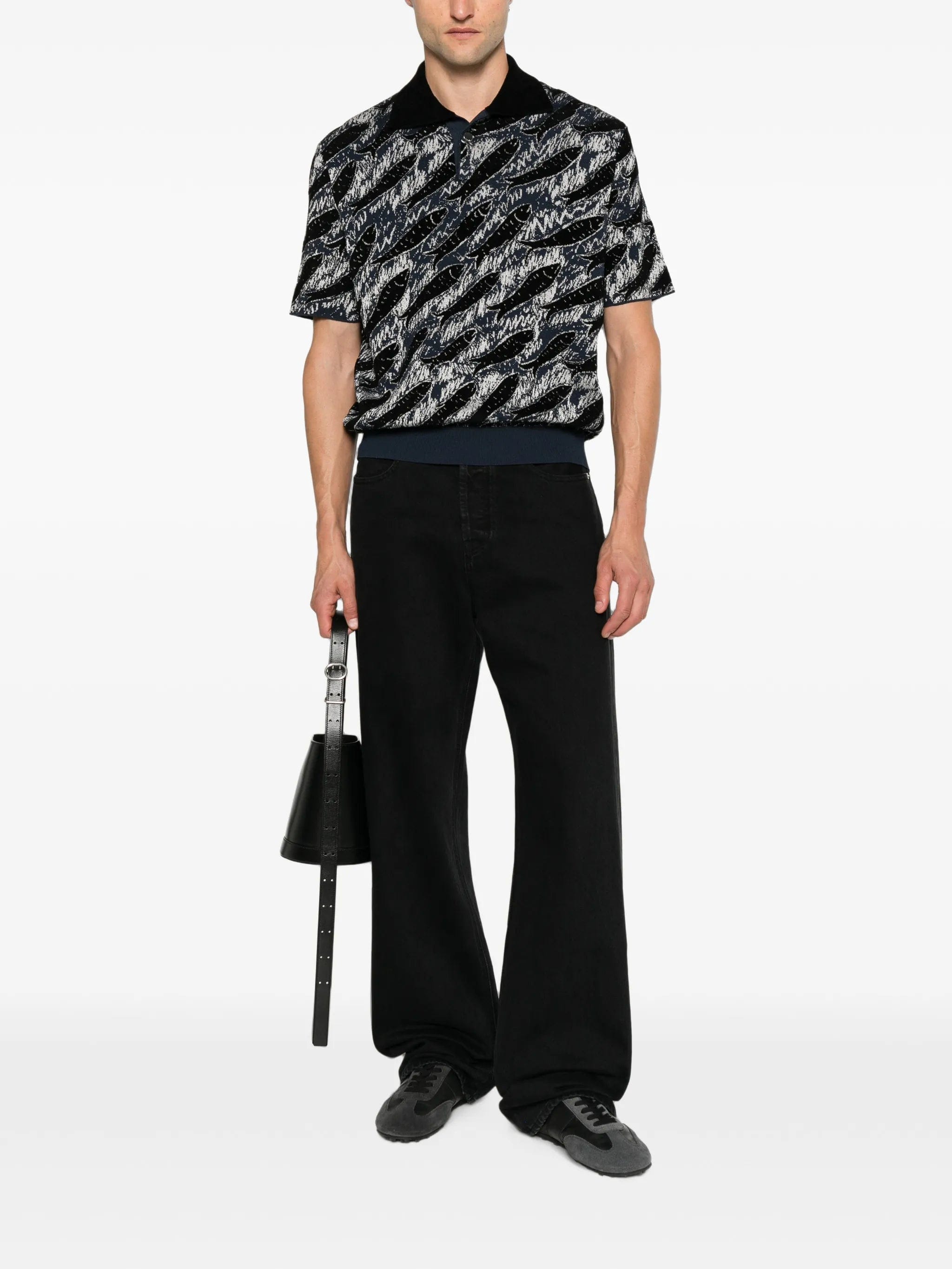 Jacquemus fish - print polo shirt