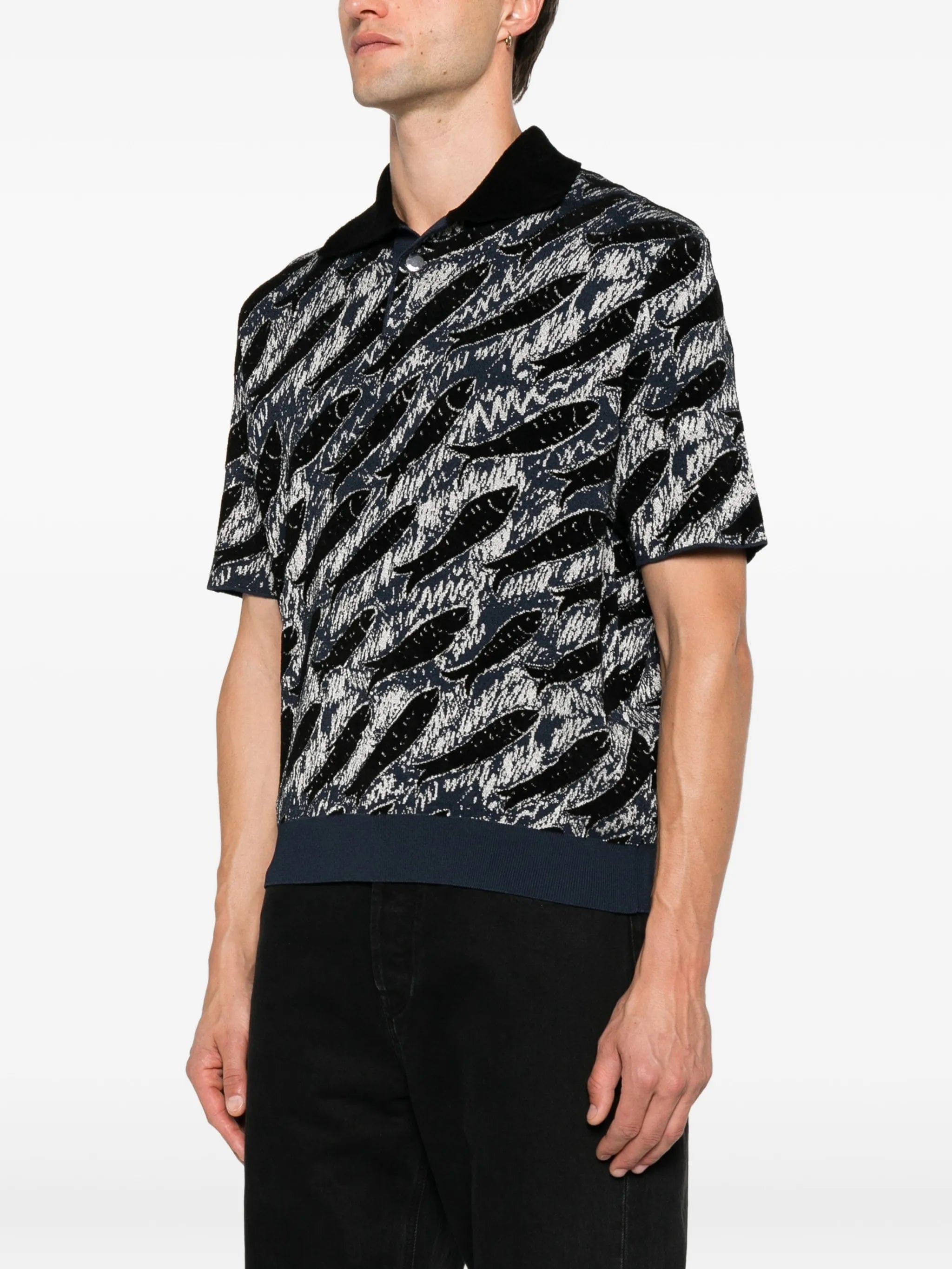 Jacquemus fish - print polo shirt