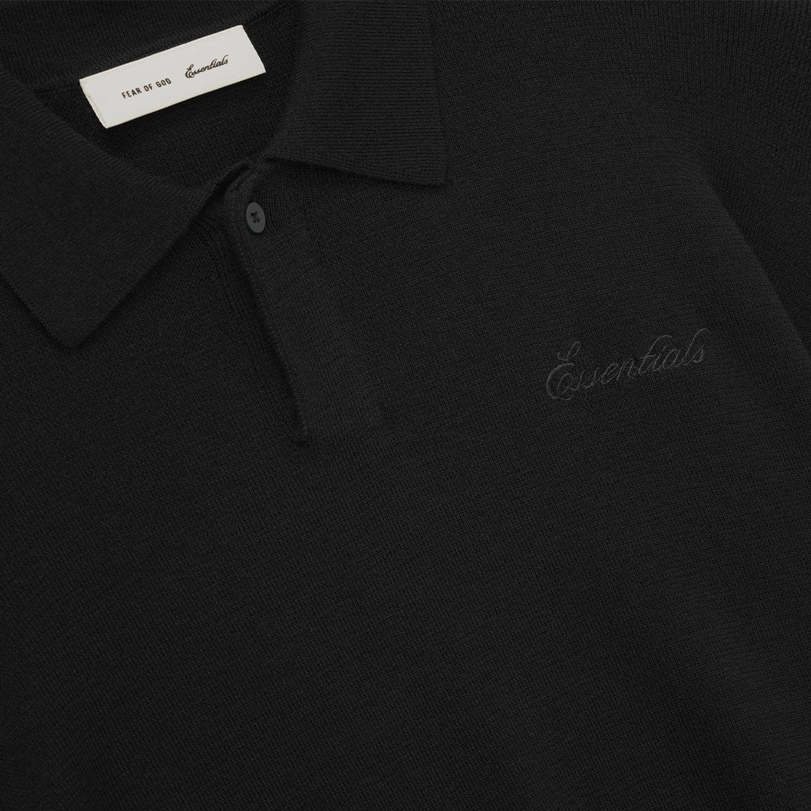 Fear of God Essentials SIGNATURE 90S KNIT POLO - VINTAGE BLACK