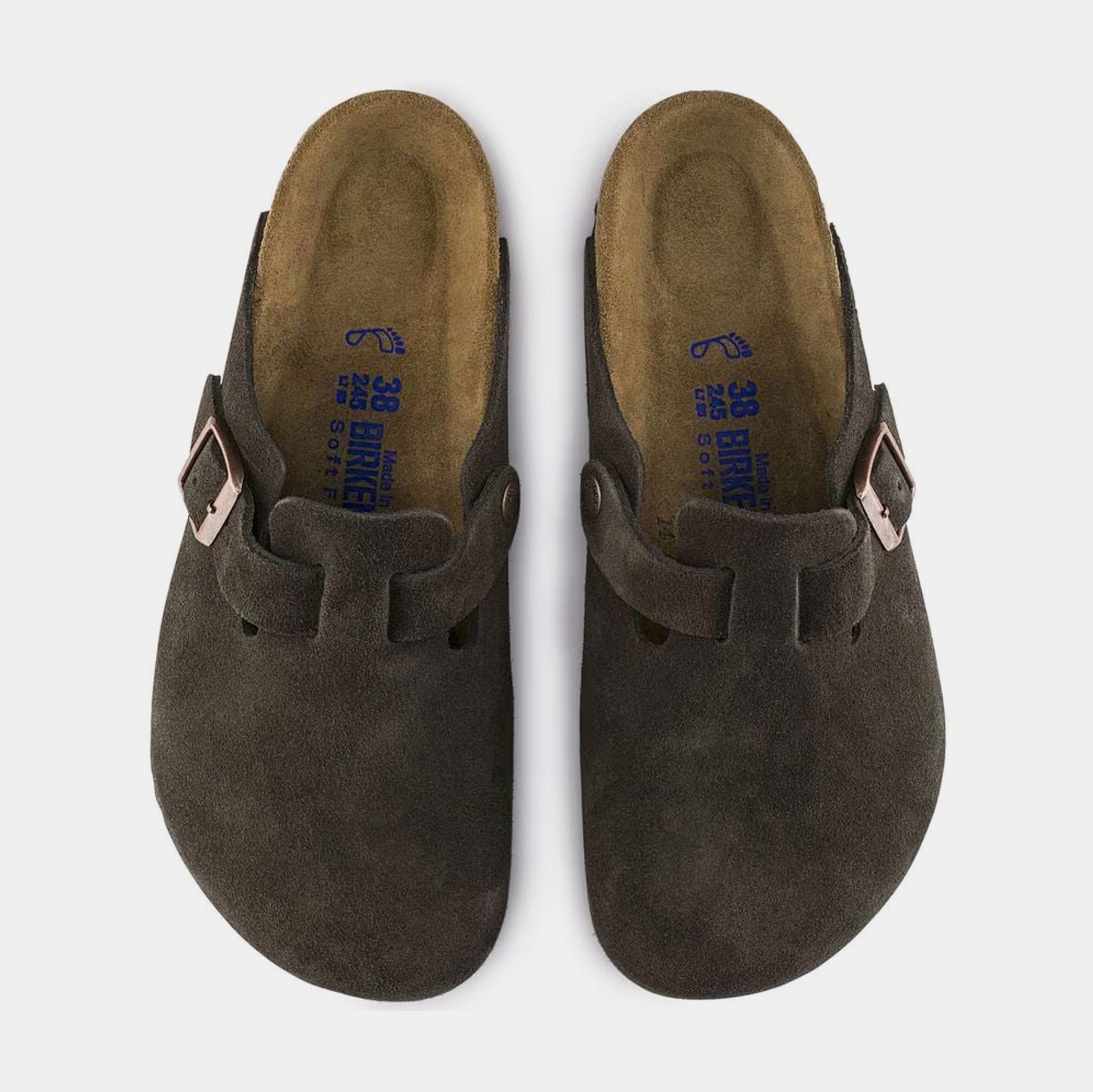 Birkenstock Boston Suede Leather Clog Mens Sandals (Brown/Tan)