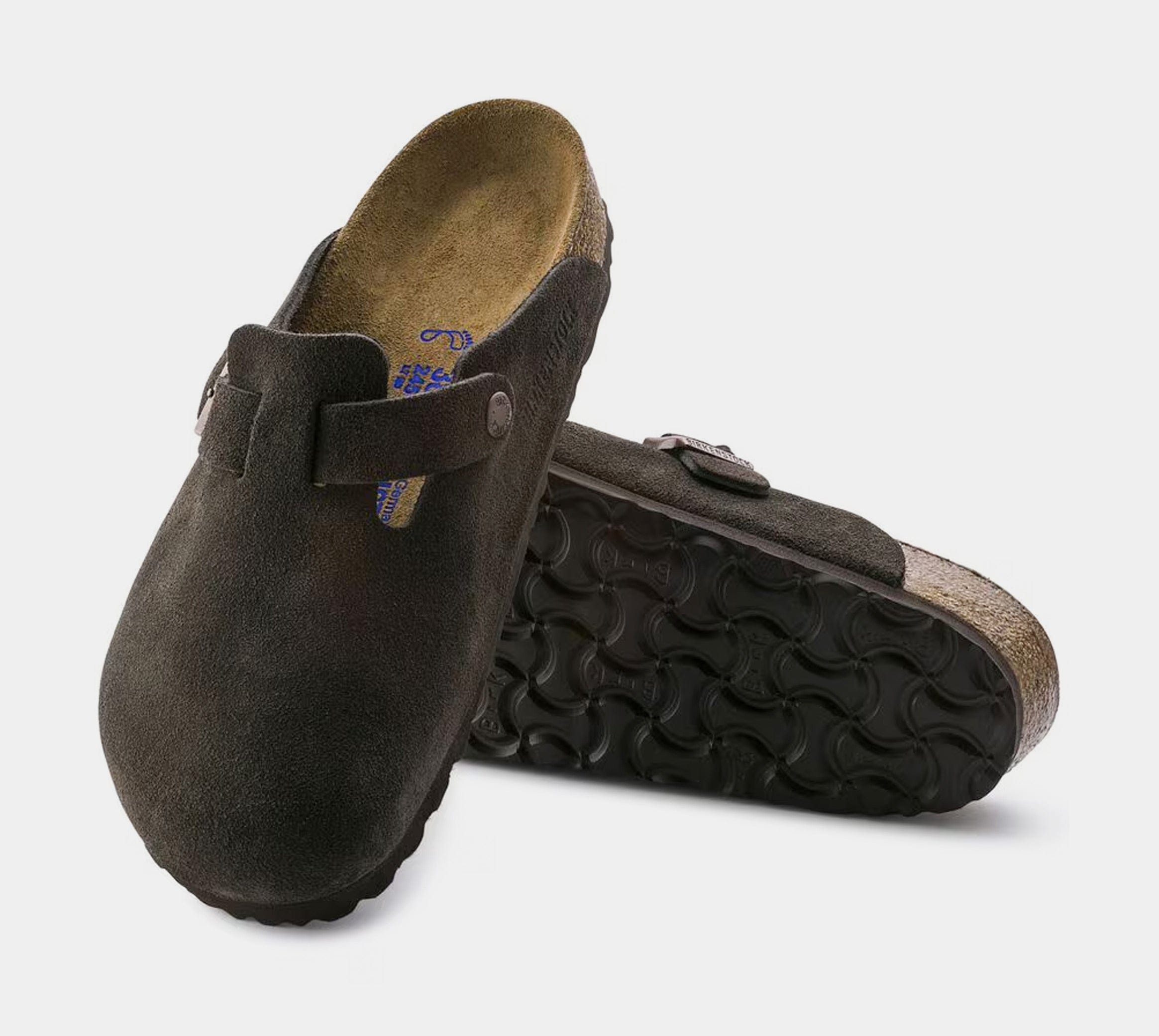 Birkenstock Boston Suede Leather Clog Mens Sandals (Brown/Tan)