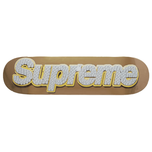 Supreme Bling Box Logo Skateboard Deck Gold SS22