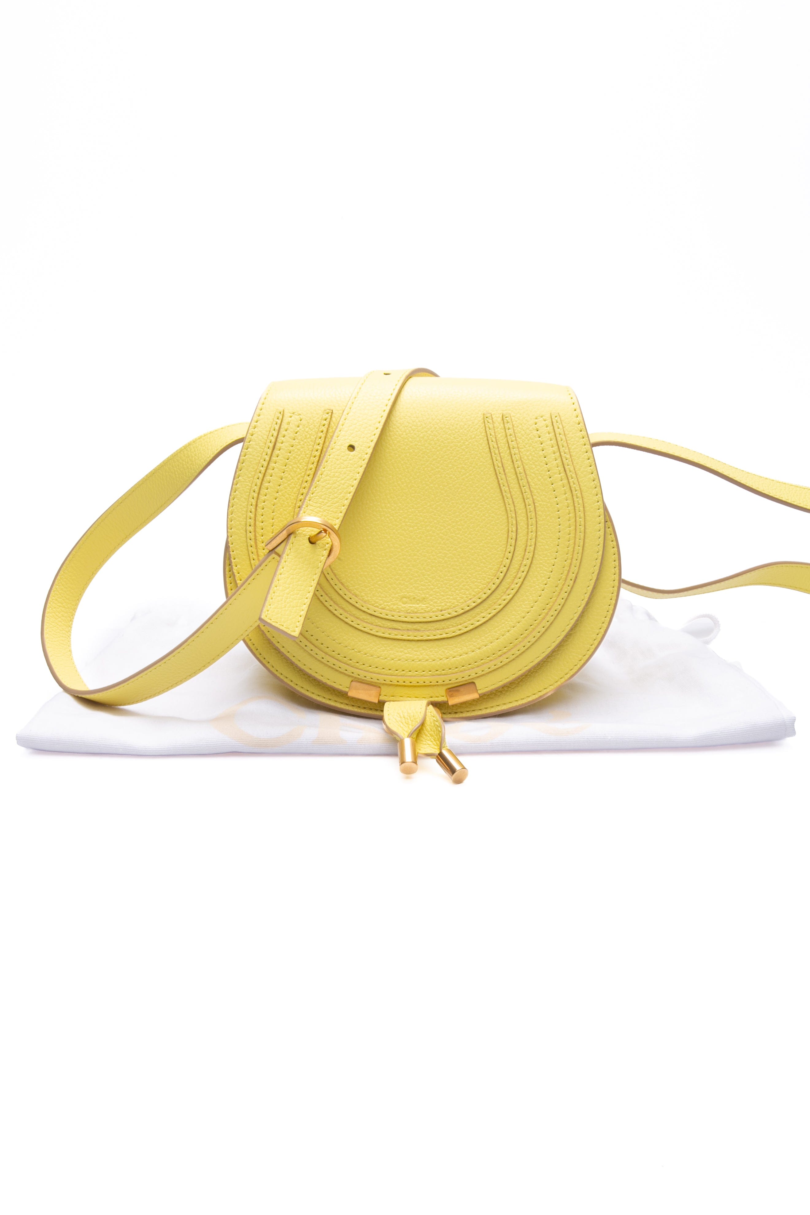 CHLOE Neon Yellow Mini Marcie Round Crossbody Bag