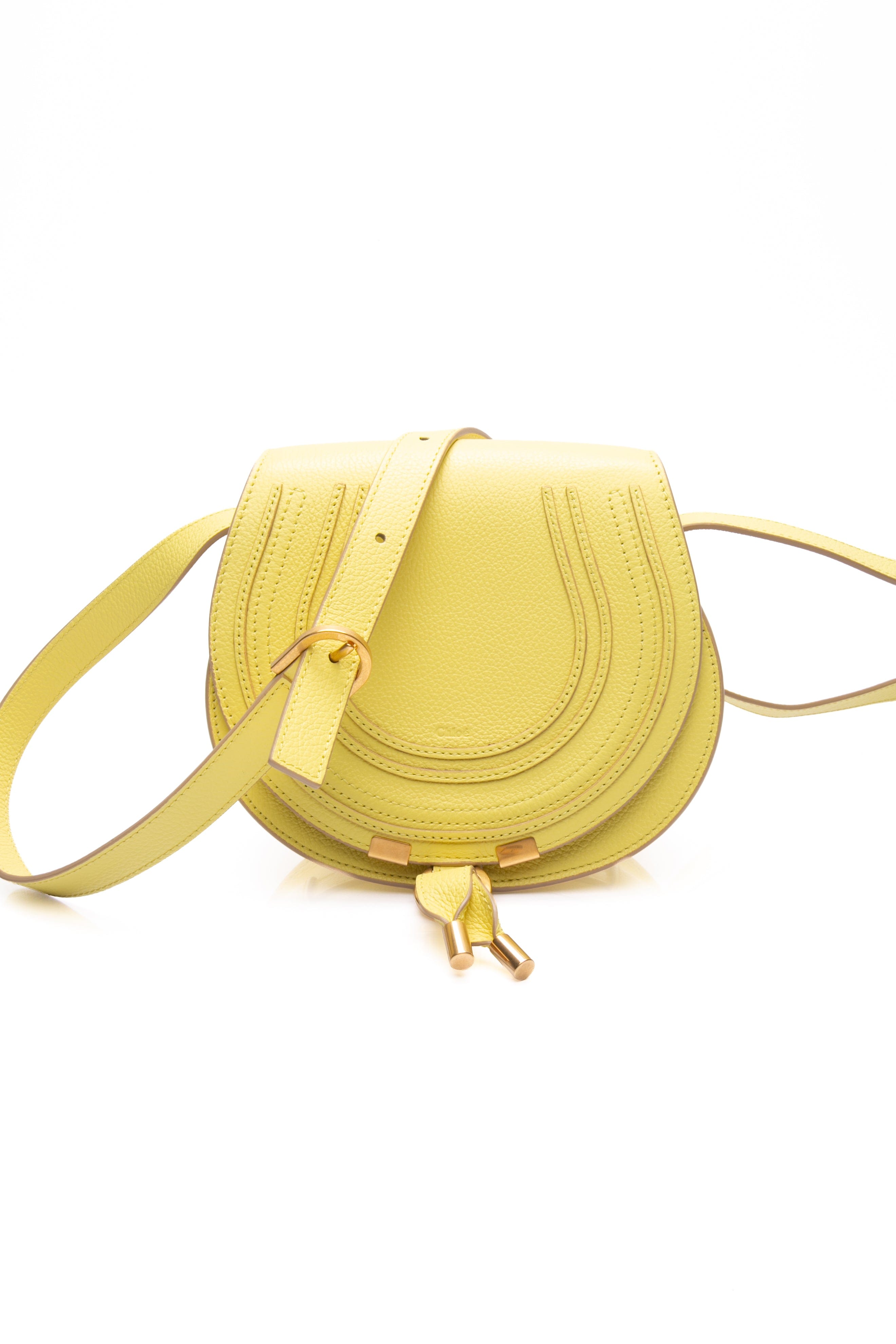 CHLOE Neon Yellow Mini Marcie Round Crossbody Bag
