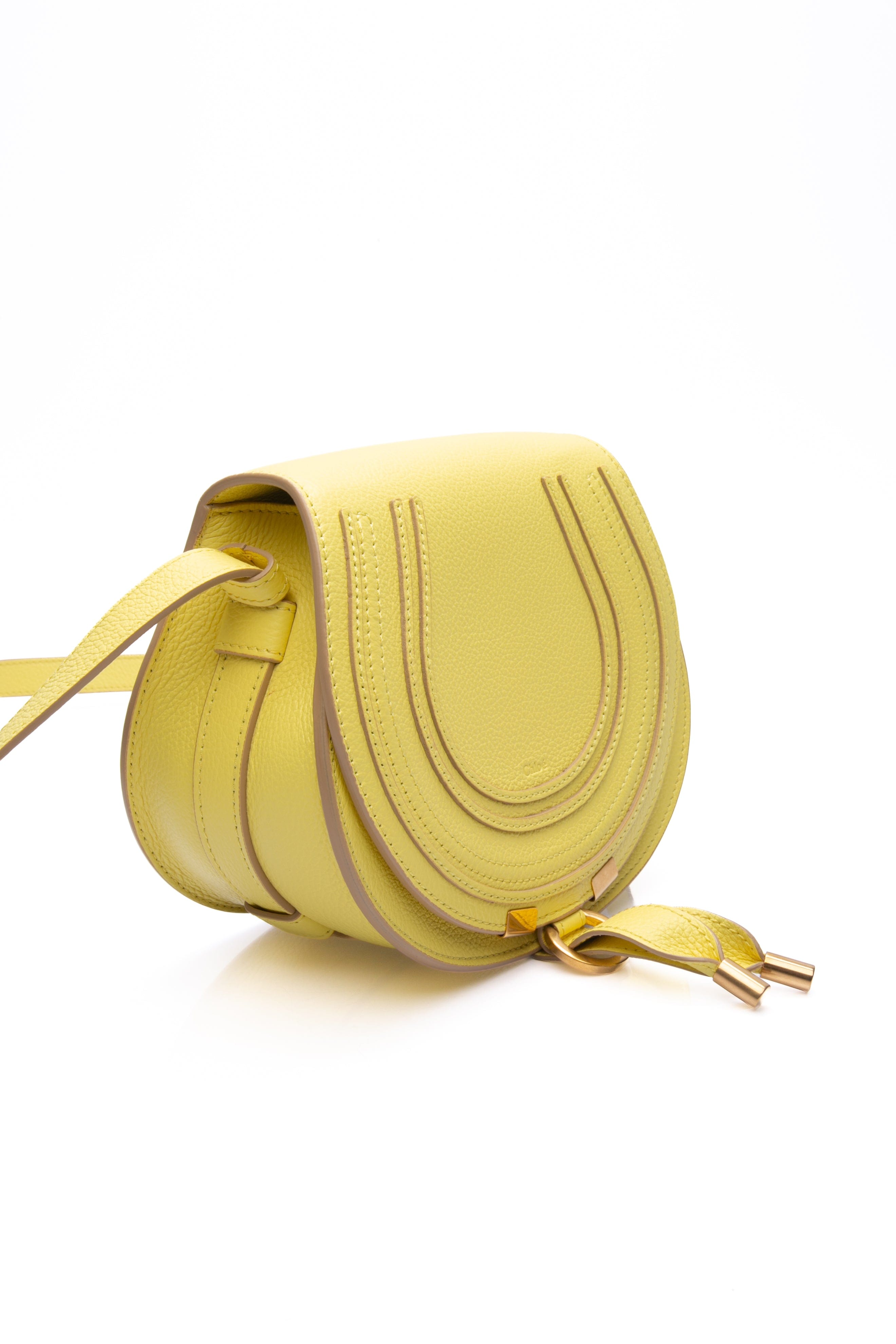 CHLOE Neon Yellow Mini Marcie Round Crossbody Bag