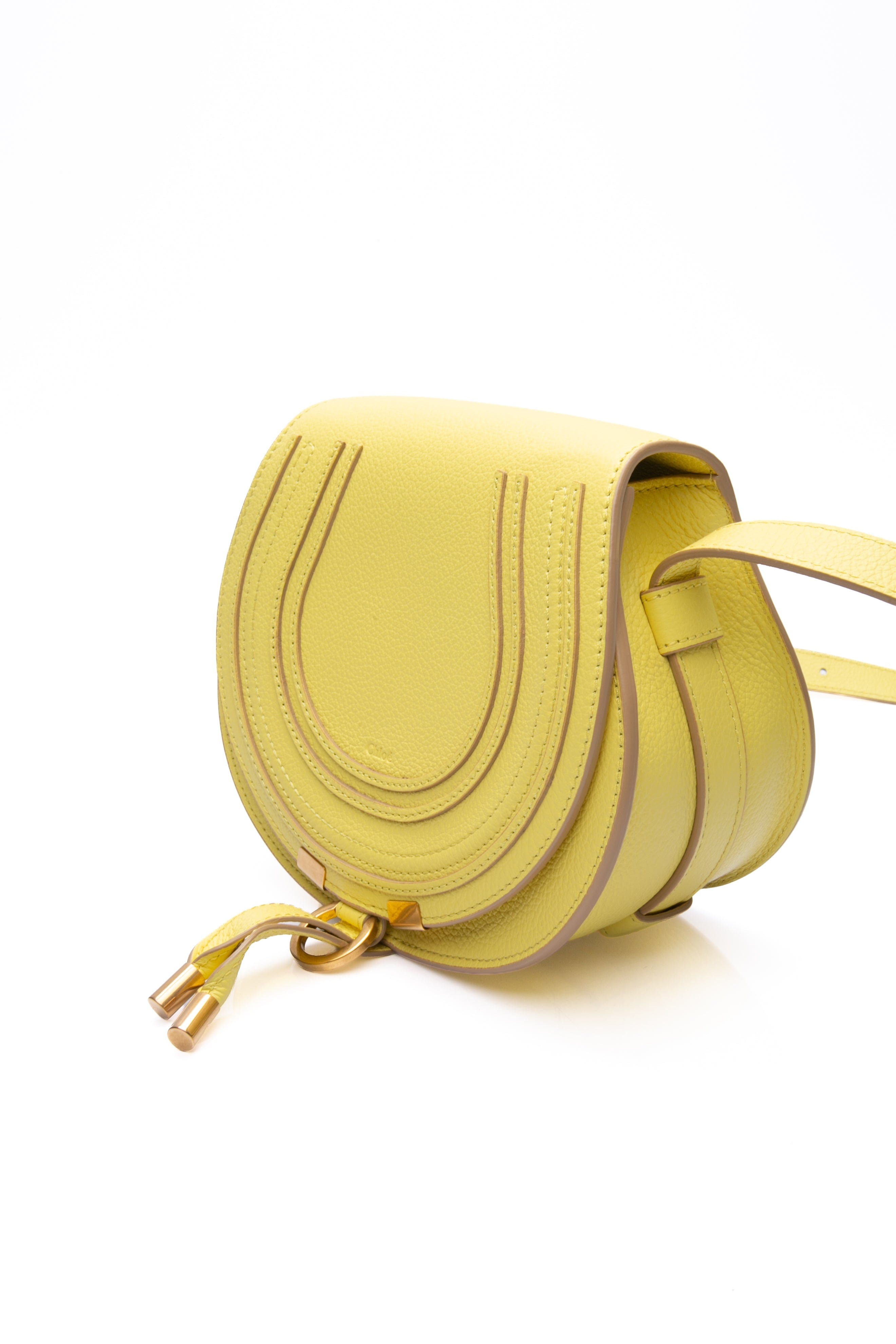 CHLOE Neon Yellow Mini Marcie Round Crossbody Bag