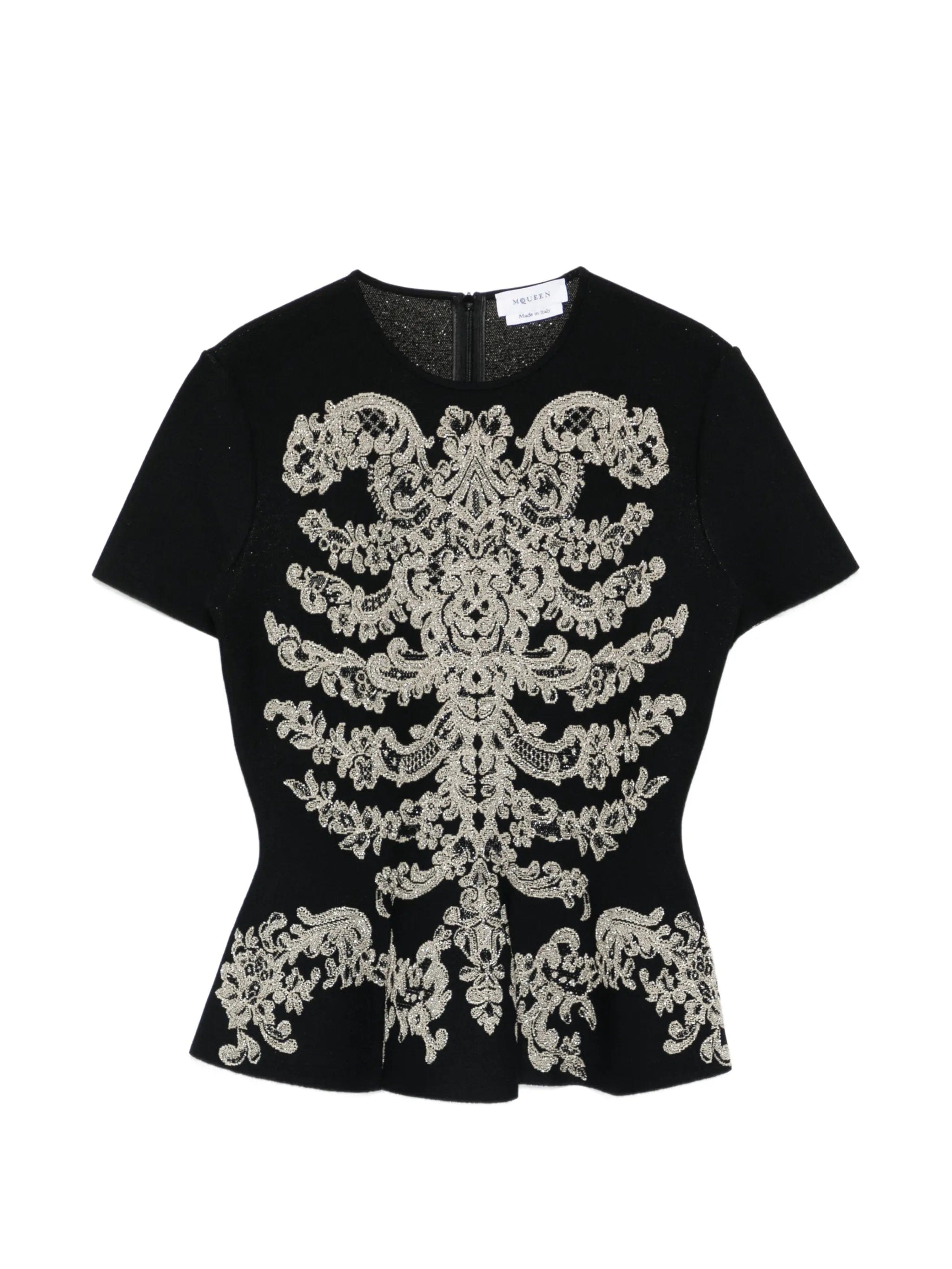 Alexander McQueen jacquard peplum hem T - shirt