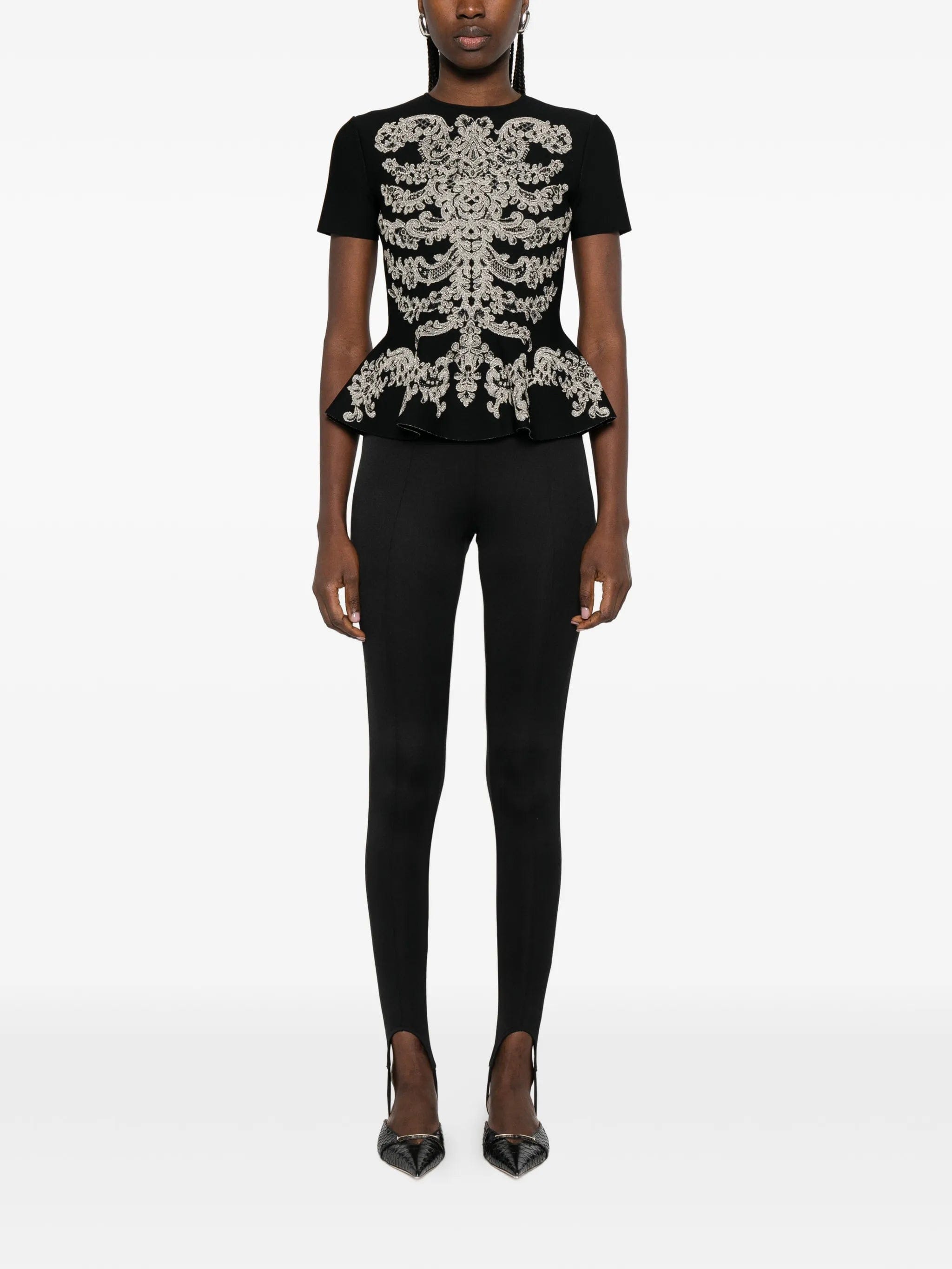 Alexander McQueen jacquard peplum hem T - shirt