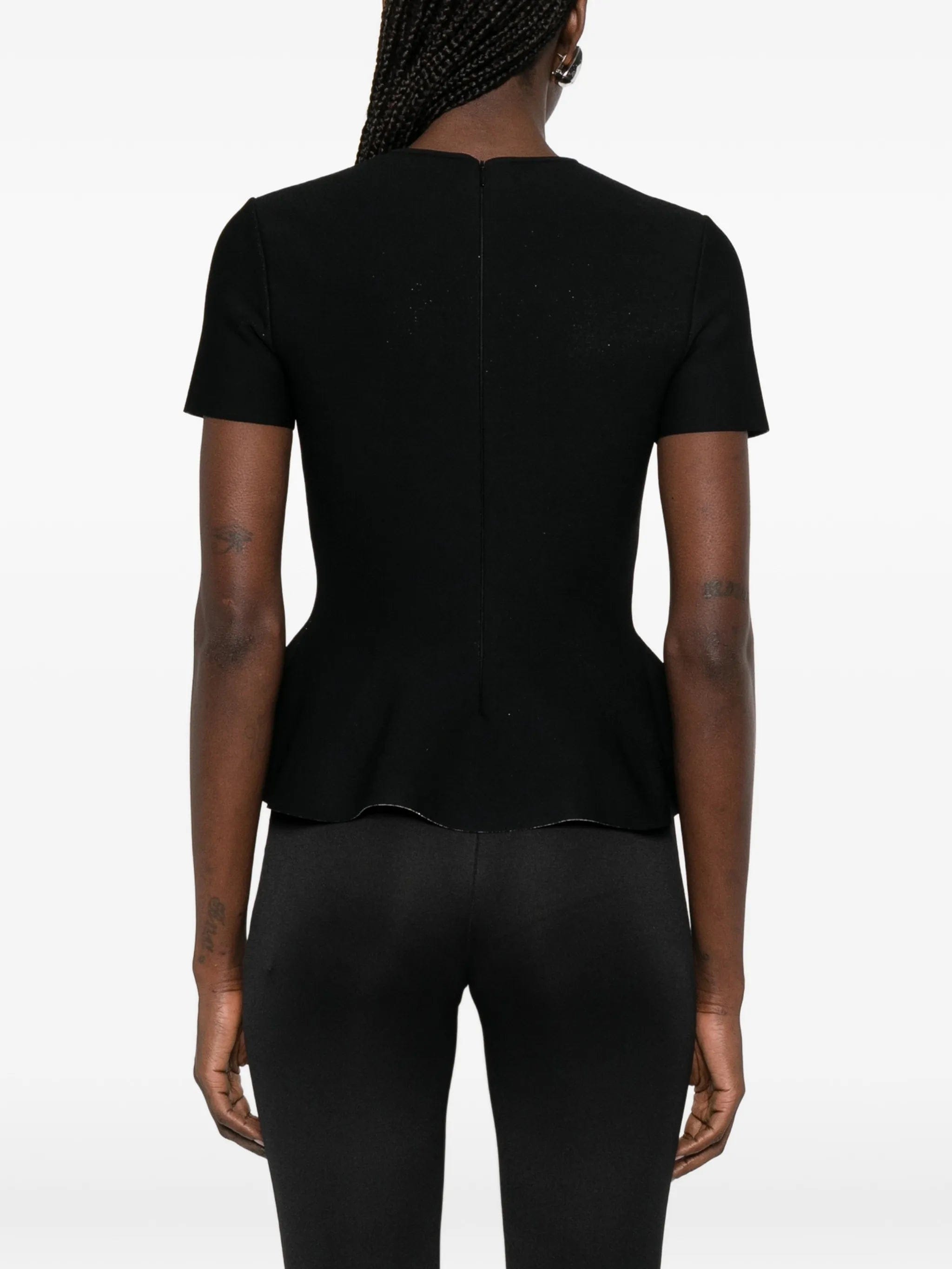 Alexander McQueen jacquard peplum hem T - shirt