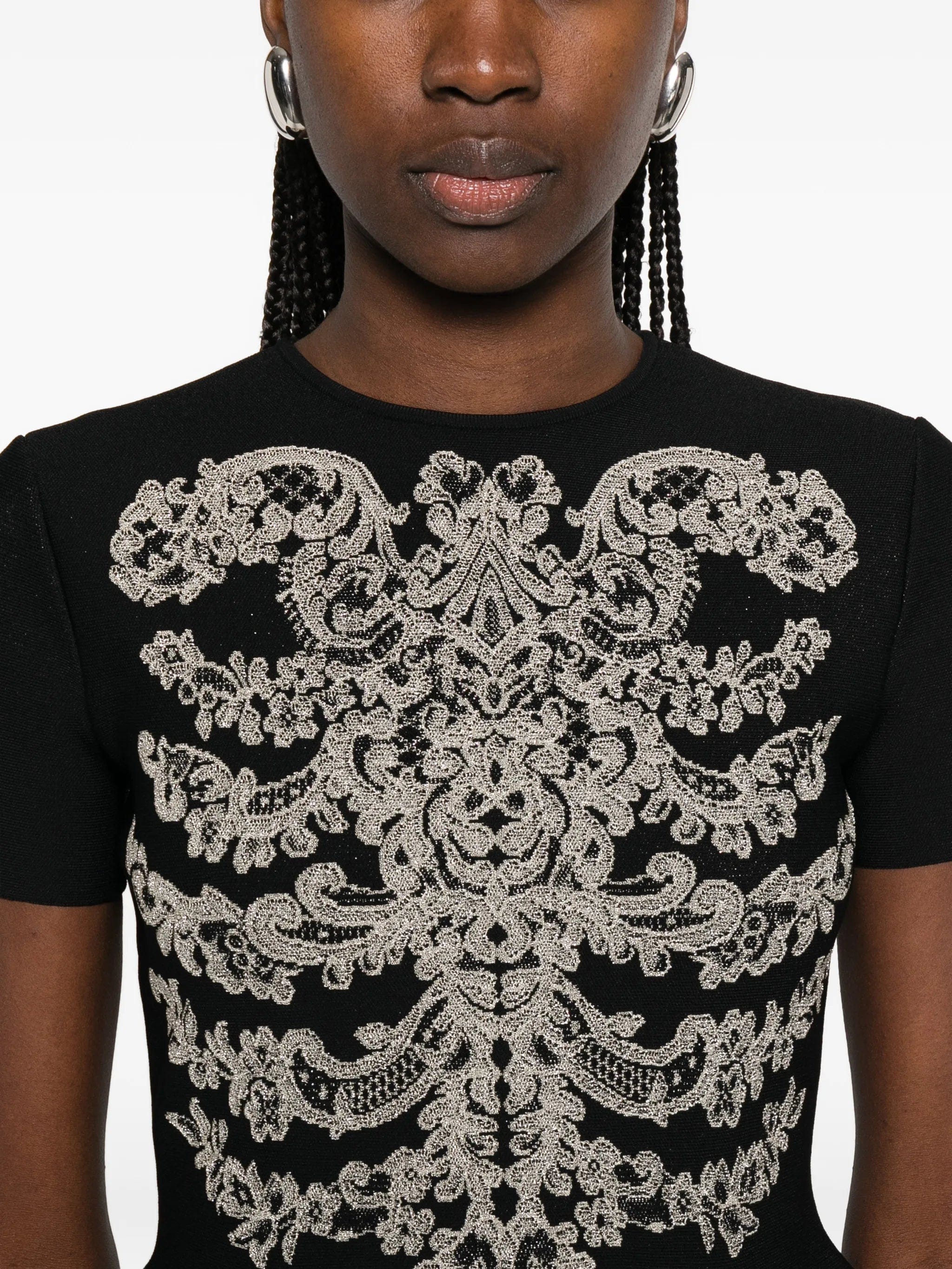 Alexander McQueen jacquard peplum hem T - shirt