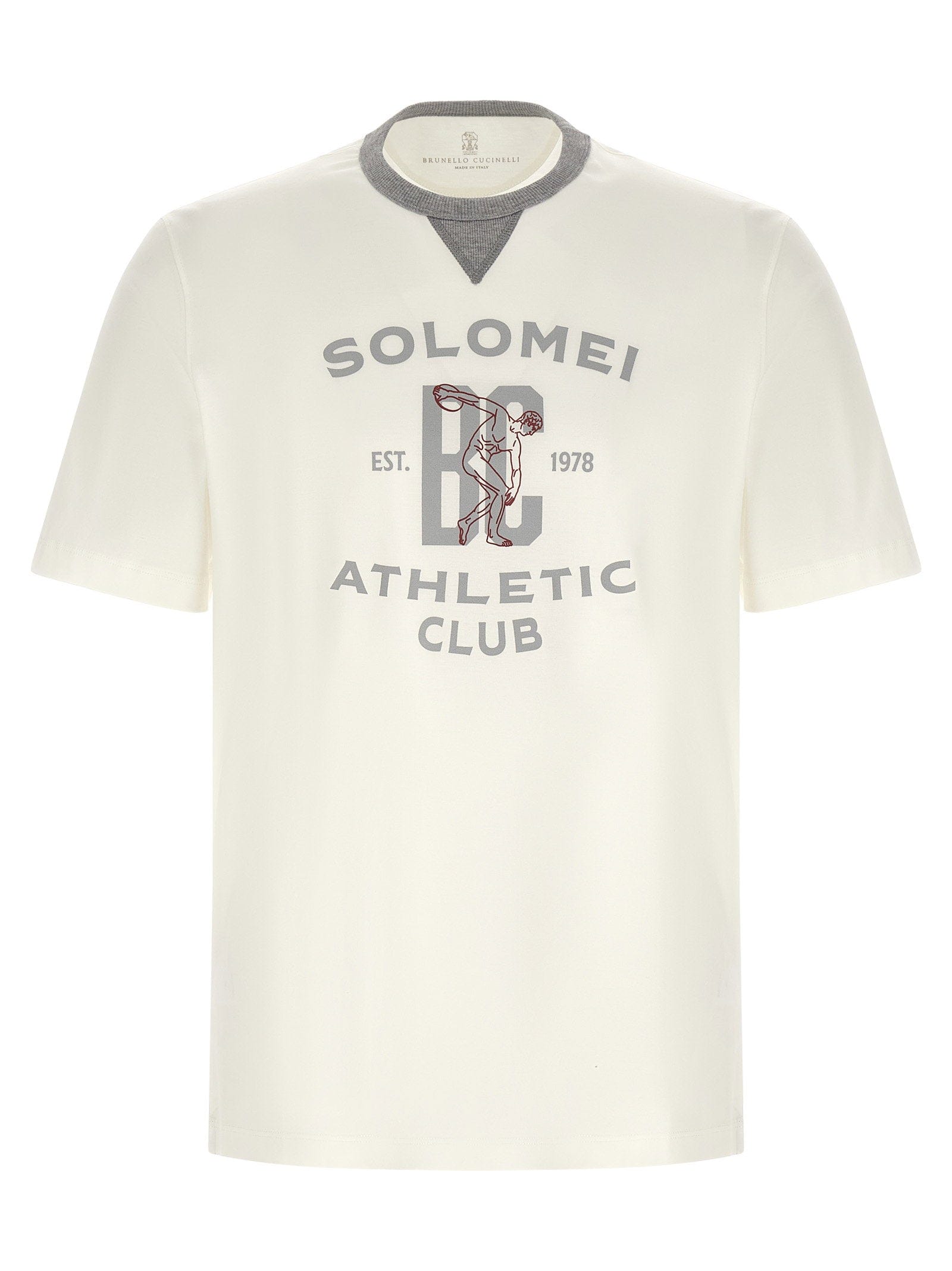 Brunello Cucinelli Graphic - Print Cotton Jersey T - shirt — Cream