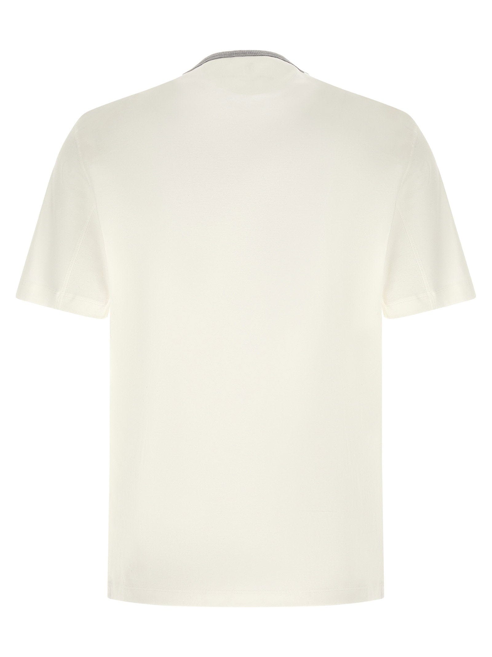 Brunello Cucinelli Graphic - Print Cotton Jersey T - shirt — Cream