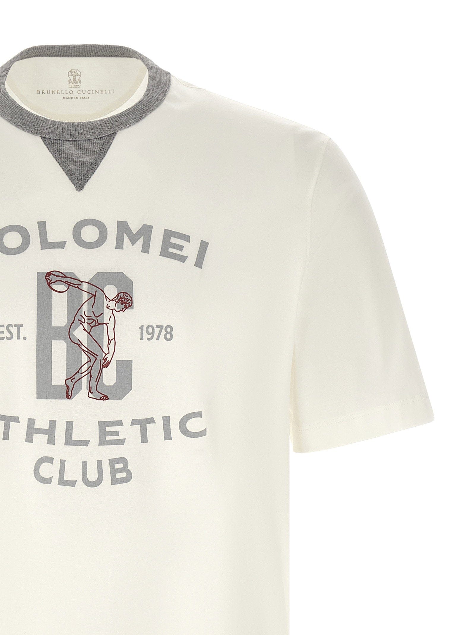 Brunello Cucinelli Graphic - Print Cotton Jersey T - shirt — Cream