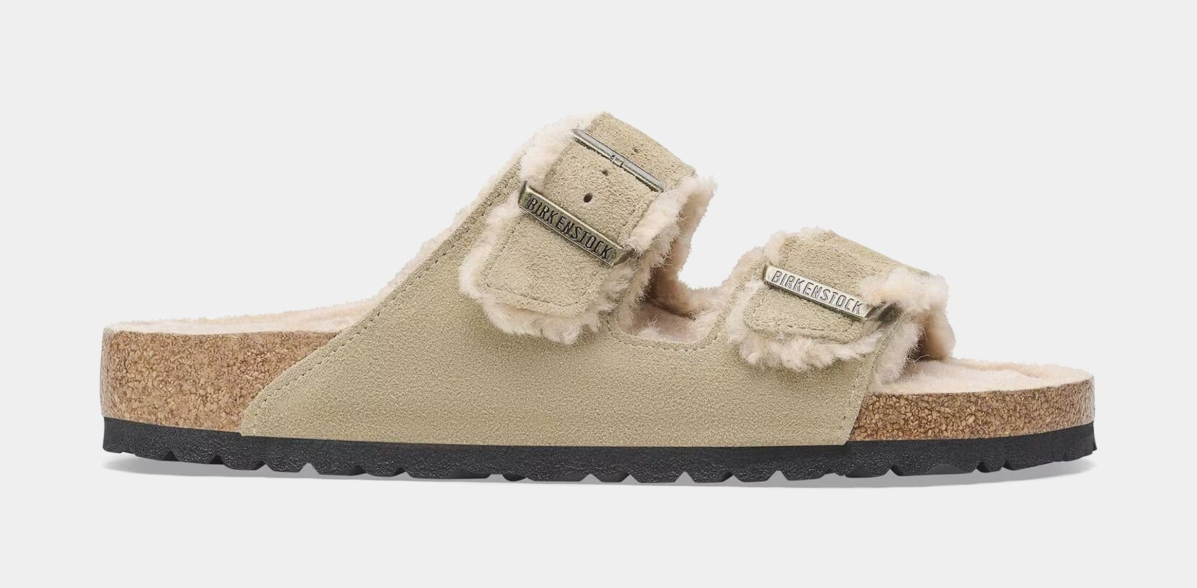 Birkenstock Arizona Shearling Womens Sandals (Beige/Gold)