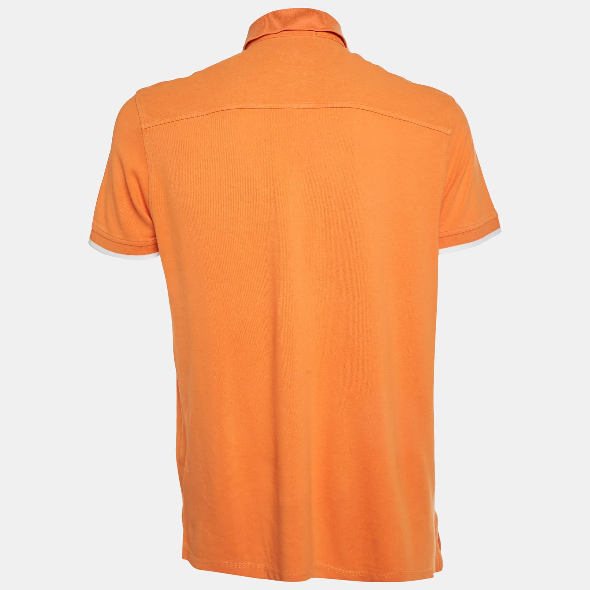 Zegna Sport Orange Pique Knit Polo T - Shirt