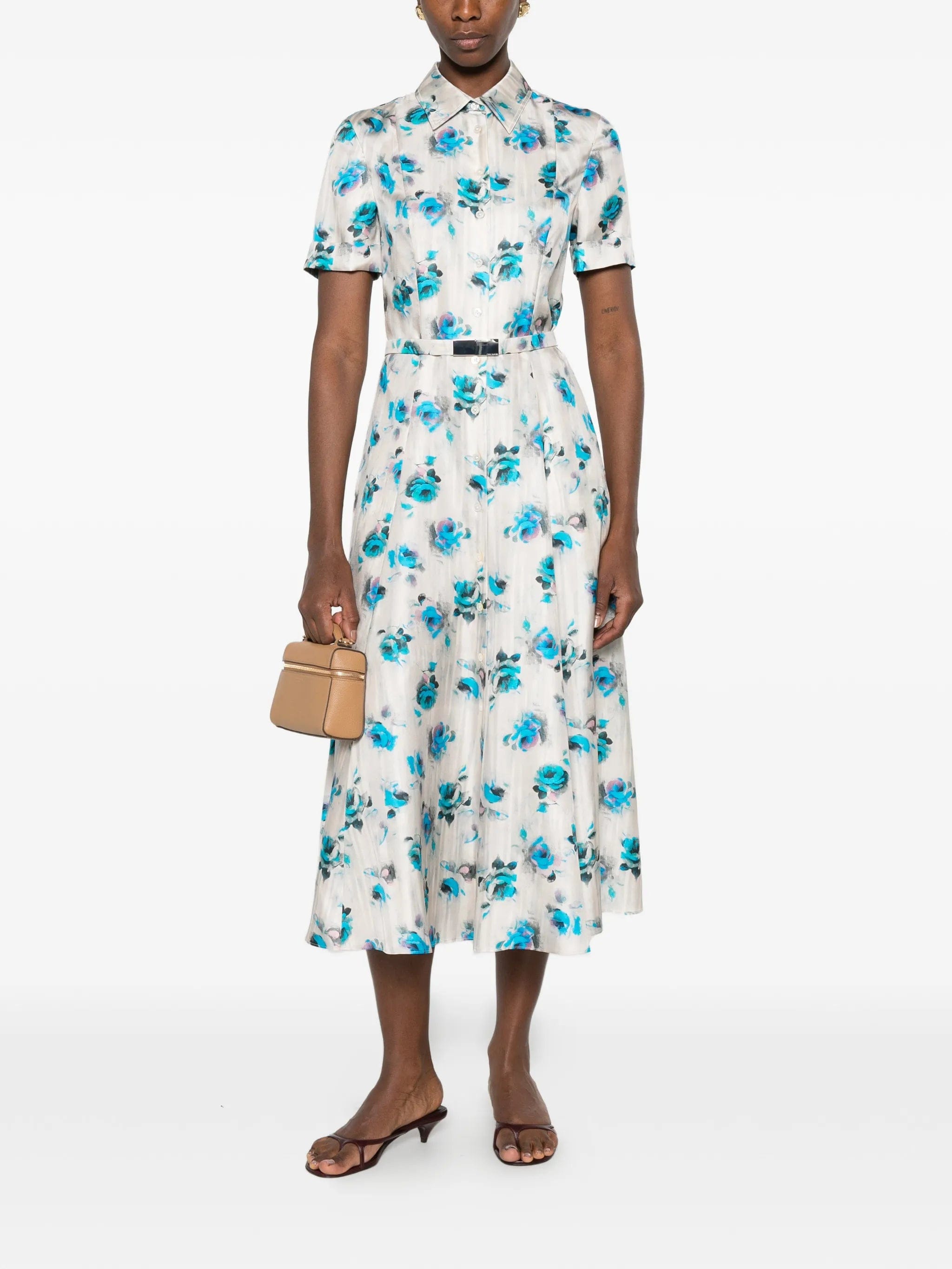 Tory Burch floral - print flared shirt dress