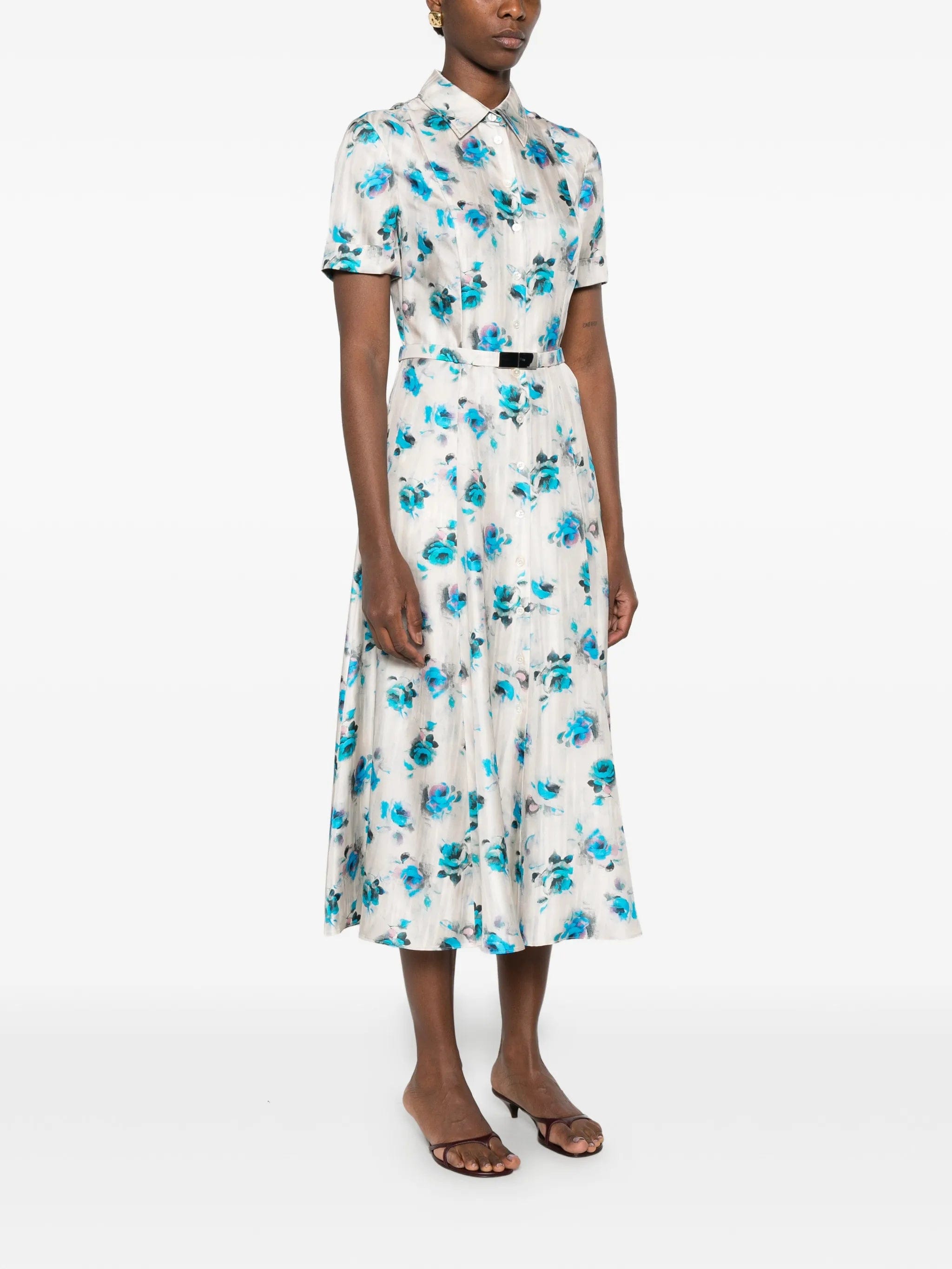 Tory Burch floral - print flared shirt dress