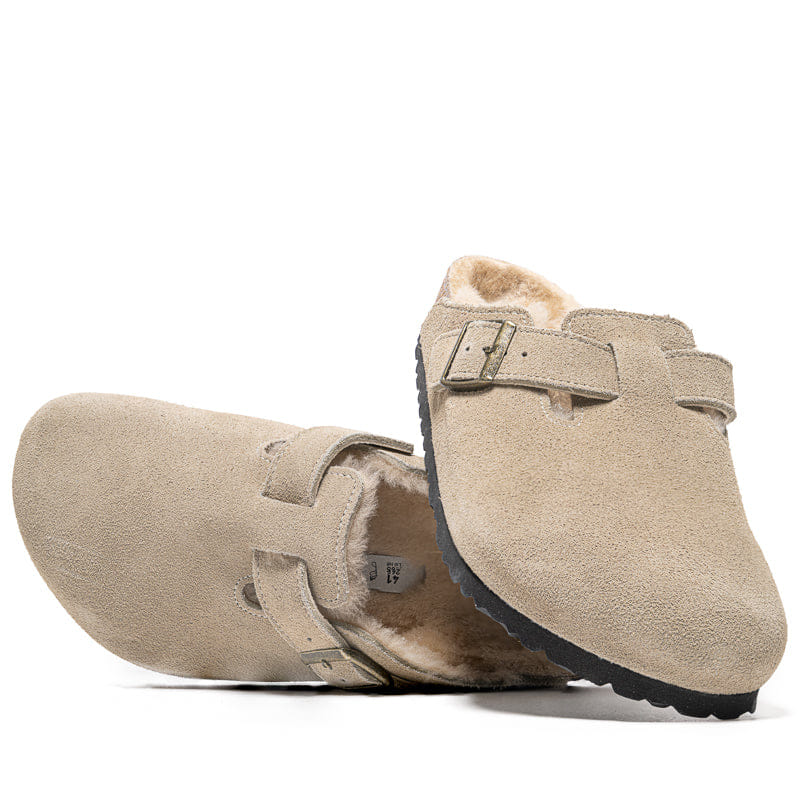 Birkenstock Boston Shearling Suede Shearling - Taupe Sand