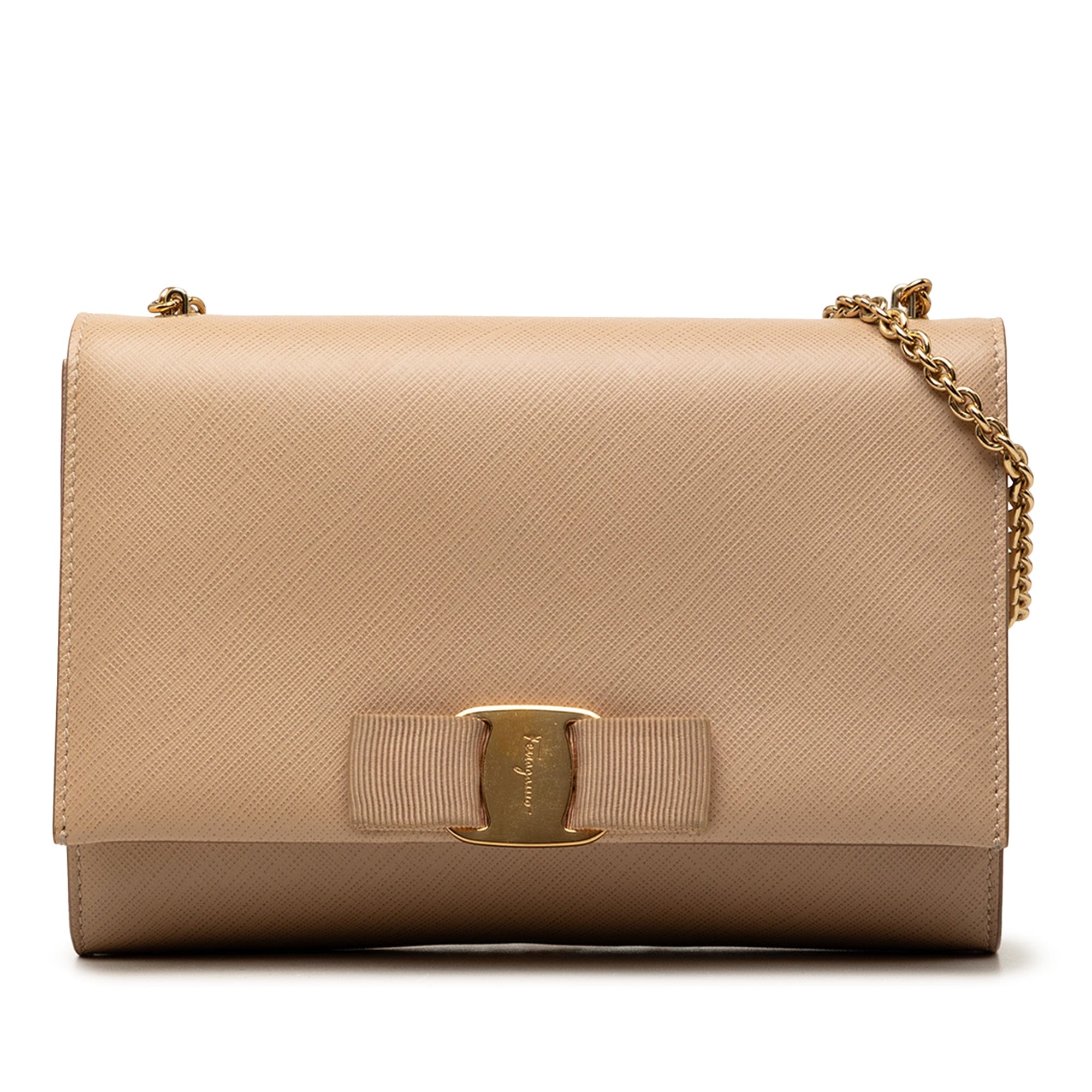 Ferragamo Leather Vara Bow Chain Crossbody
