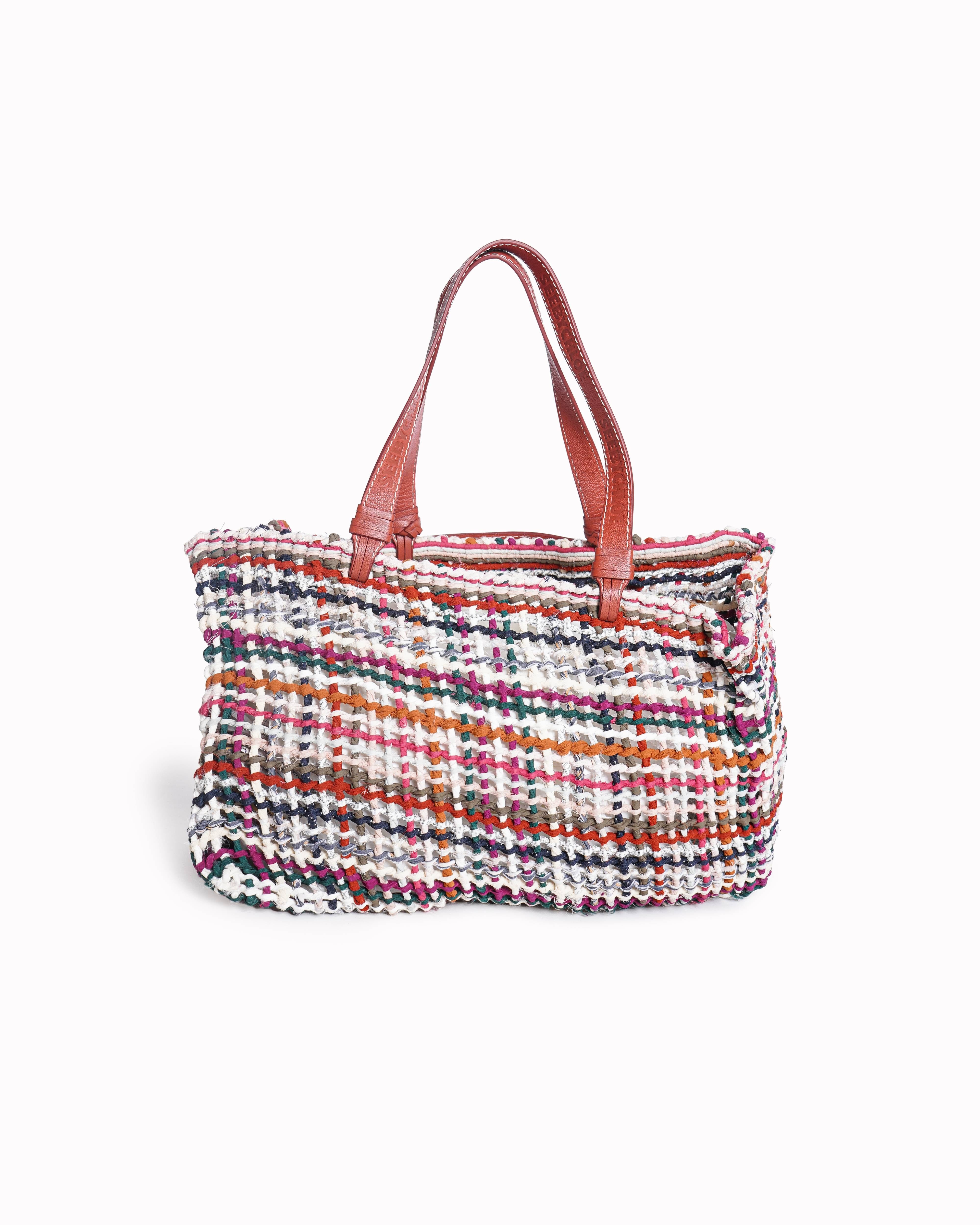 Chloé See By Chloé The Upcycled Tote in Woven Fabric and Leather