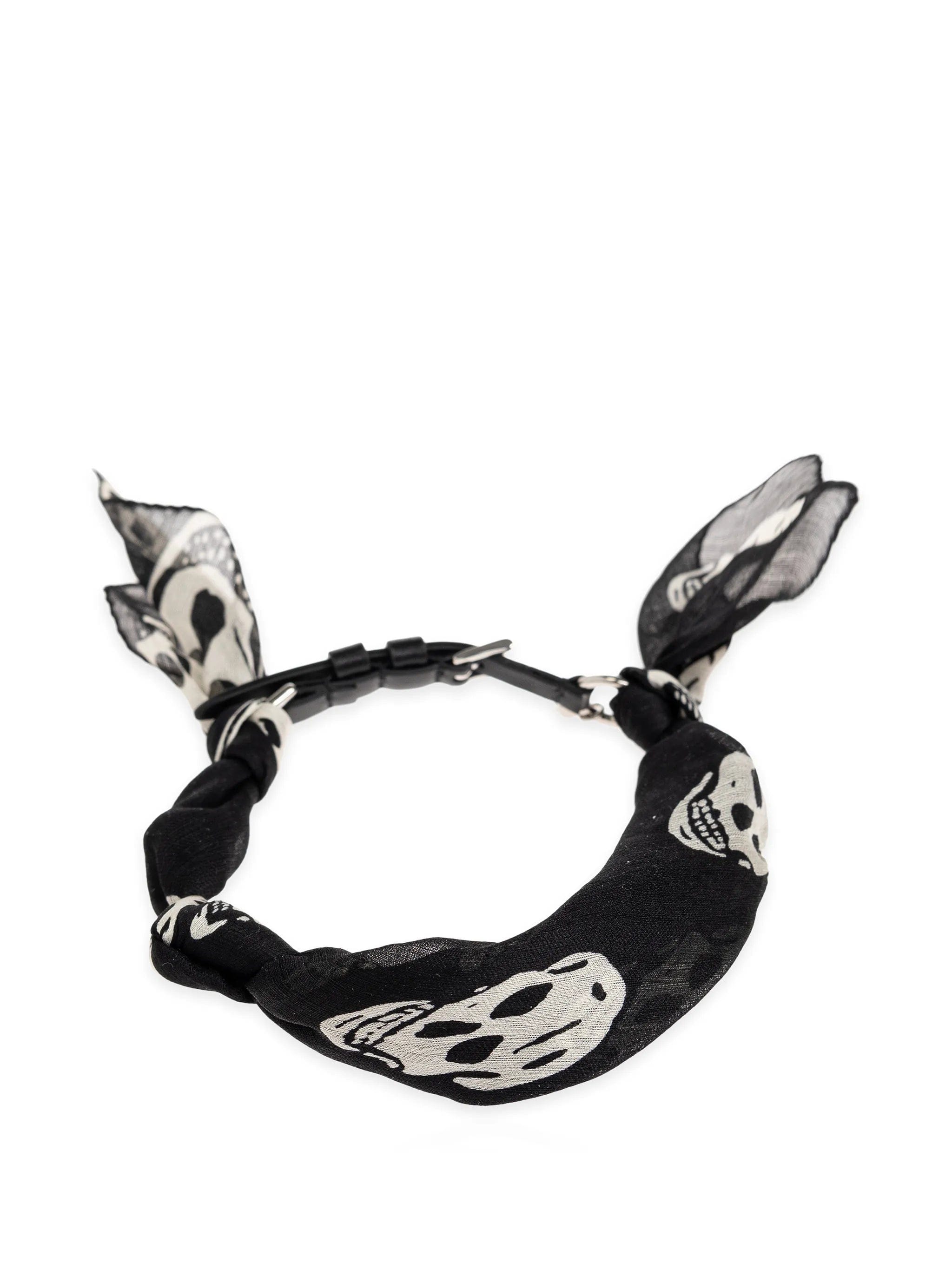 Alexander McQueen skull - print silk - wrapped bracelets