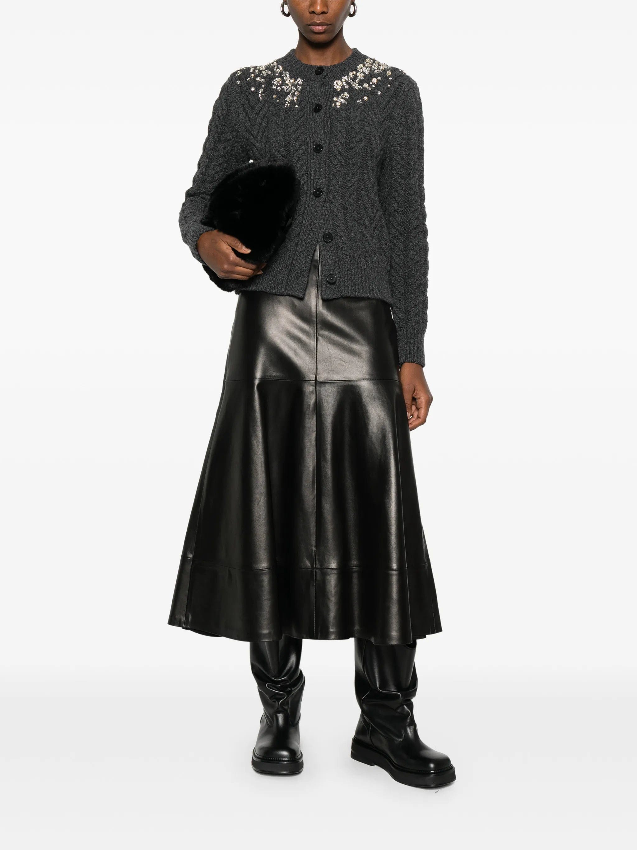 Alexander McQueen crystal - embellished cable - knit cardigan