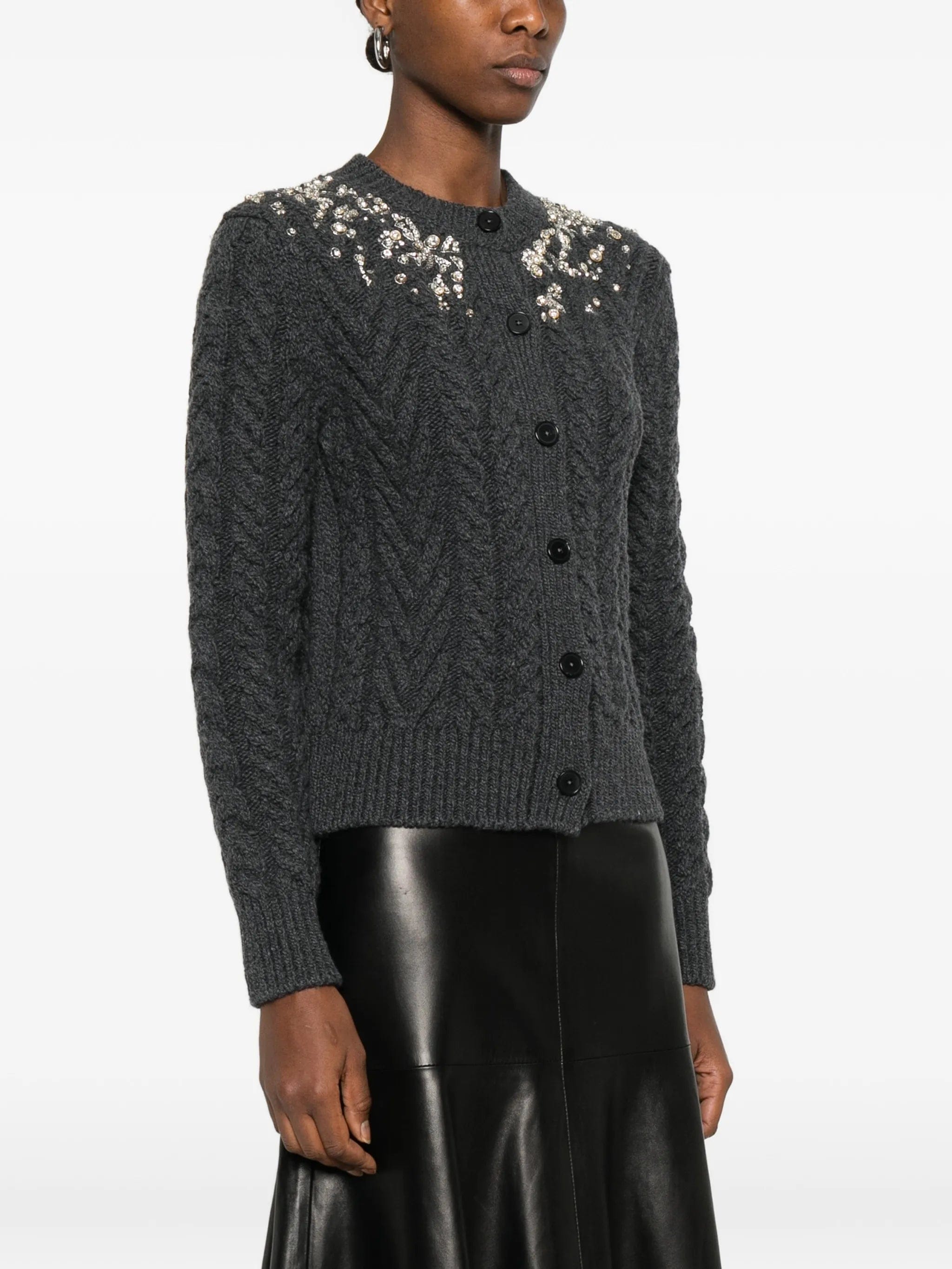 Alexander McQueen crystal - embellished cable - knit cardigan